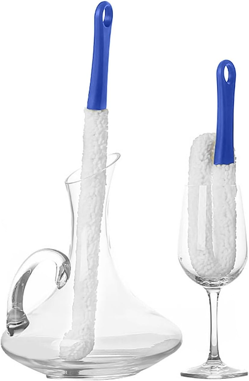 2 Pack Bottle Brush Cleaning Brush Set for Wine Glass Cup Jar Tumbler Narrow Neck Bottle Kitchen Tools Soft Bristles Long Handle for Deep Cleaning Reusable Household Cleaner image number 1