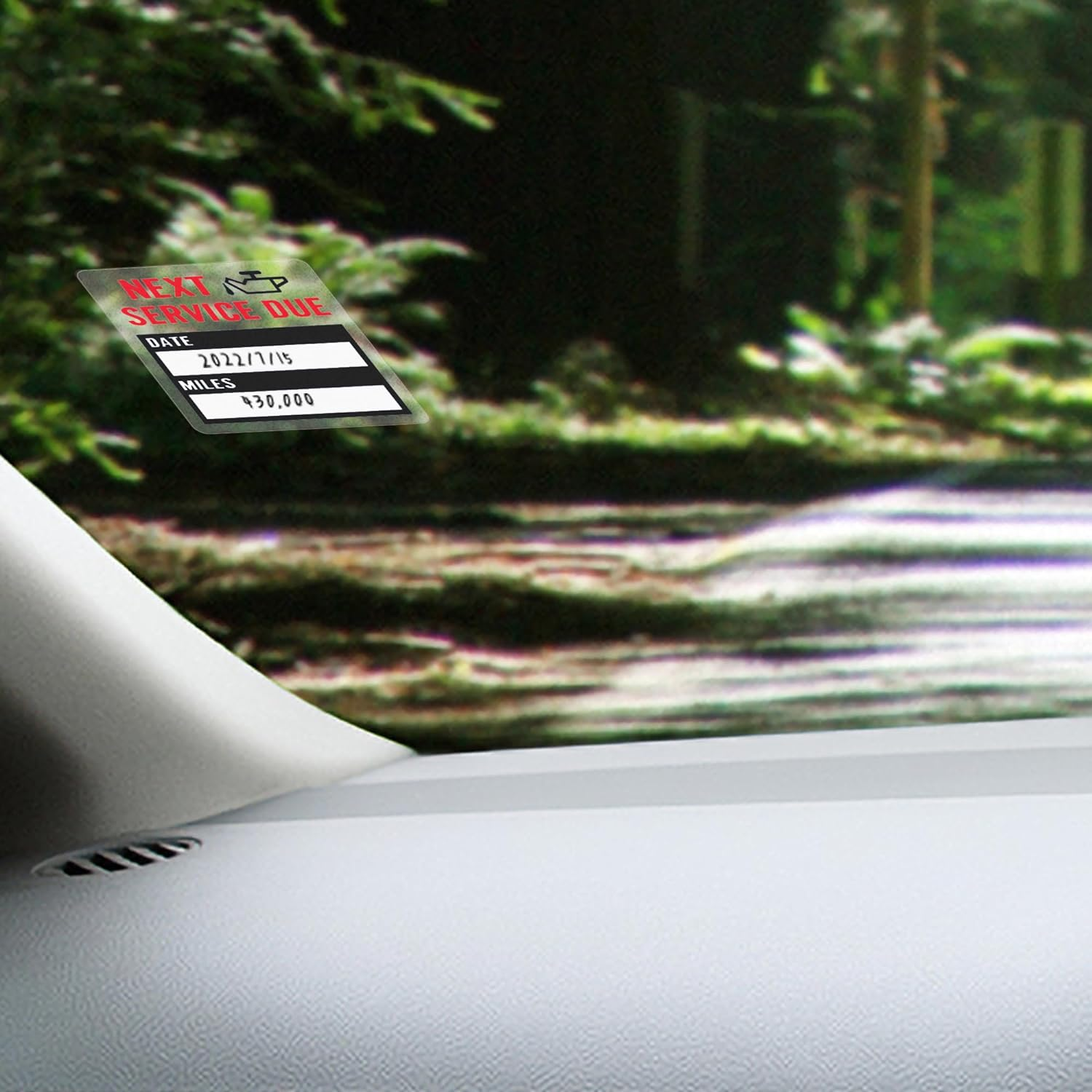 Hybsk 200Pcs Service Stickers Transparent Car Oil Change/Service Reminder Stickers 2X2 Inch Waterproof Clear PET Oil Change Stickers (Black) - Clear, Black image number 2