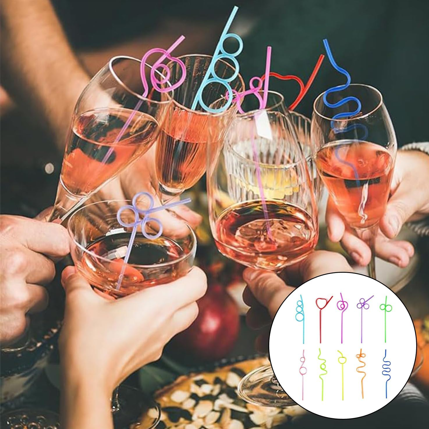 WADY 30Pc Crazy Straws,Silly Straws for Kids &Adults,Reusable Plastic Loop Curly Crazy Drinking Straws for Classroom Activities Valentines Day Gift Christmas Birthday Wedding Party Supplies Decoration image number 3