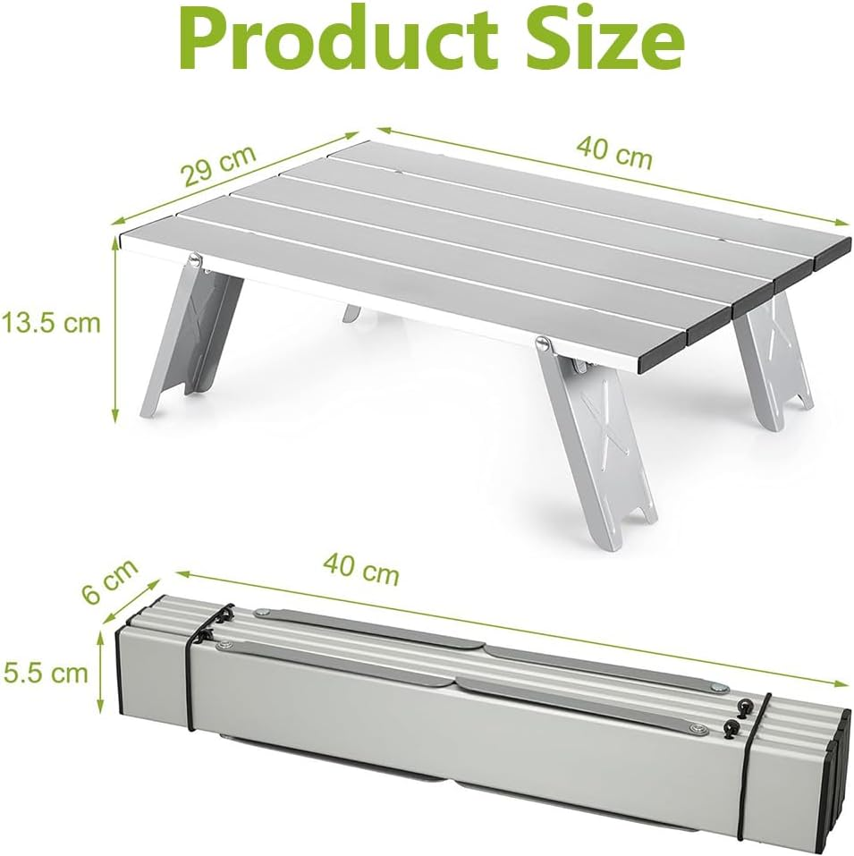 15.7"X11.4"X5.3" Ultralight Aluminum Camping Table, Portable Folding Outdoor Table, Compact Beach & Picnic Table for Travel, Tailgating & Car Camping (Silver) image number 3