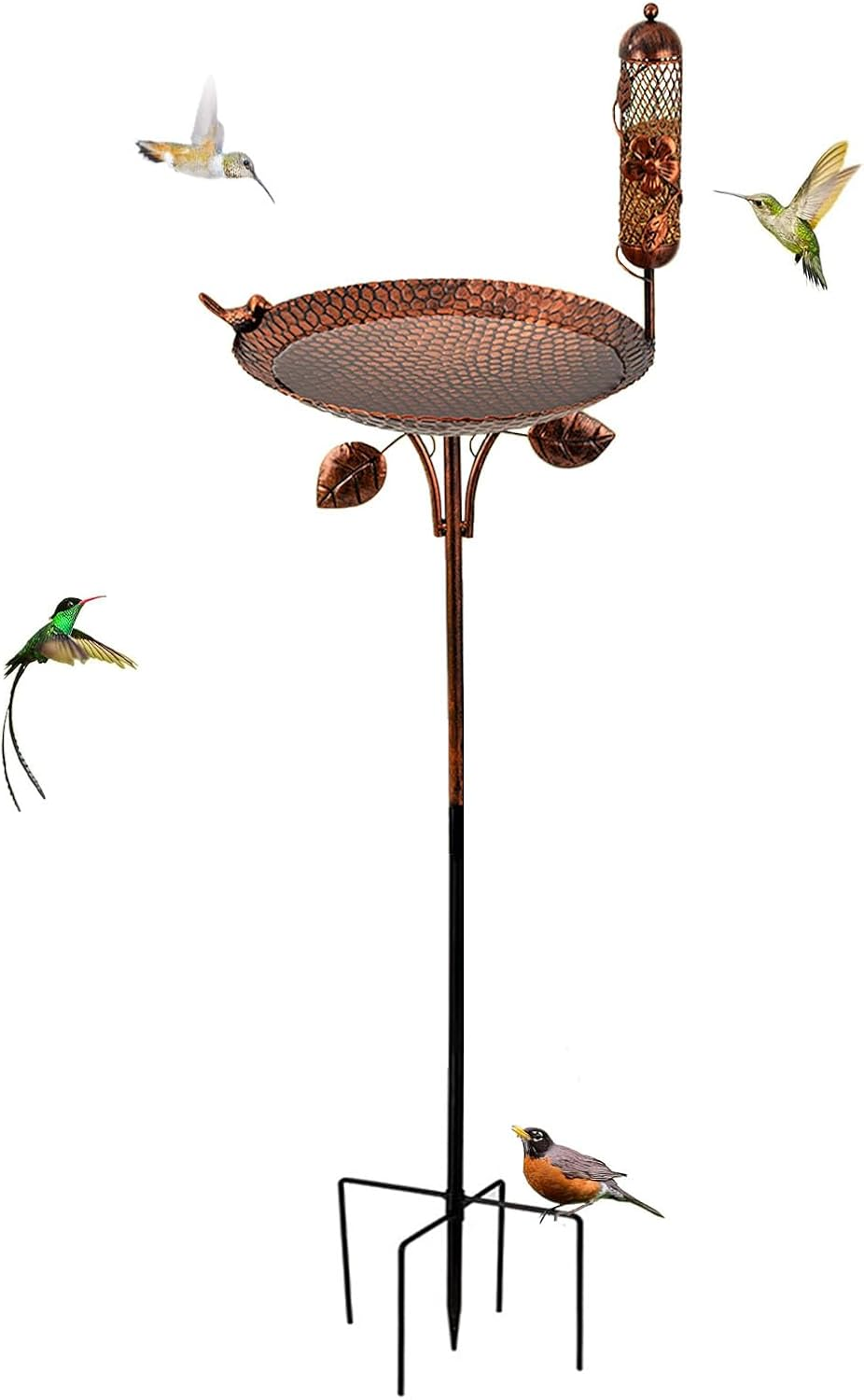 Bird Bath,Pedestal Bird Baths with Bird Feeder,Combining Bathing and Feeding,Easy to Clean and Simple to Install,Metal Birdbath for Outdoors Garden Patio Yard Lawn Decor image number 1