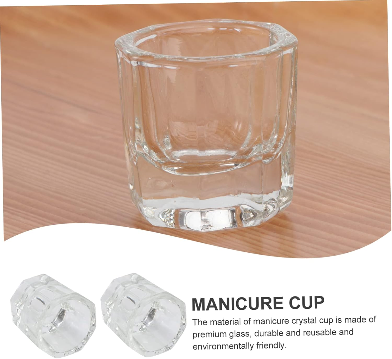 Garneck 2Pcs Manicure Glass Cups Liquid Tint Bowls Nail Styling Tools for Home and Salon Use Sturdy Crystal Design without Cover image number 5