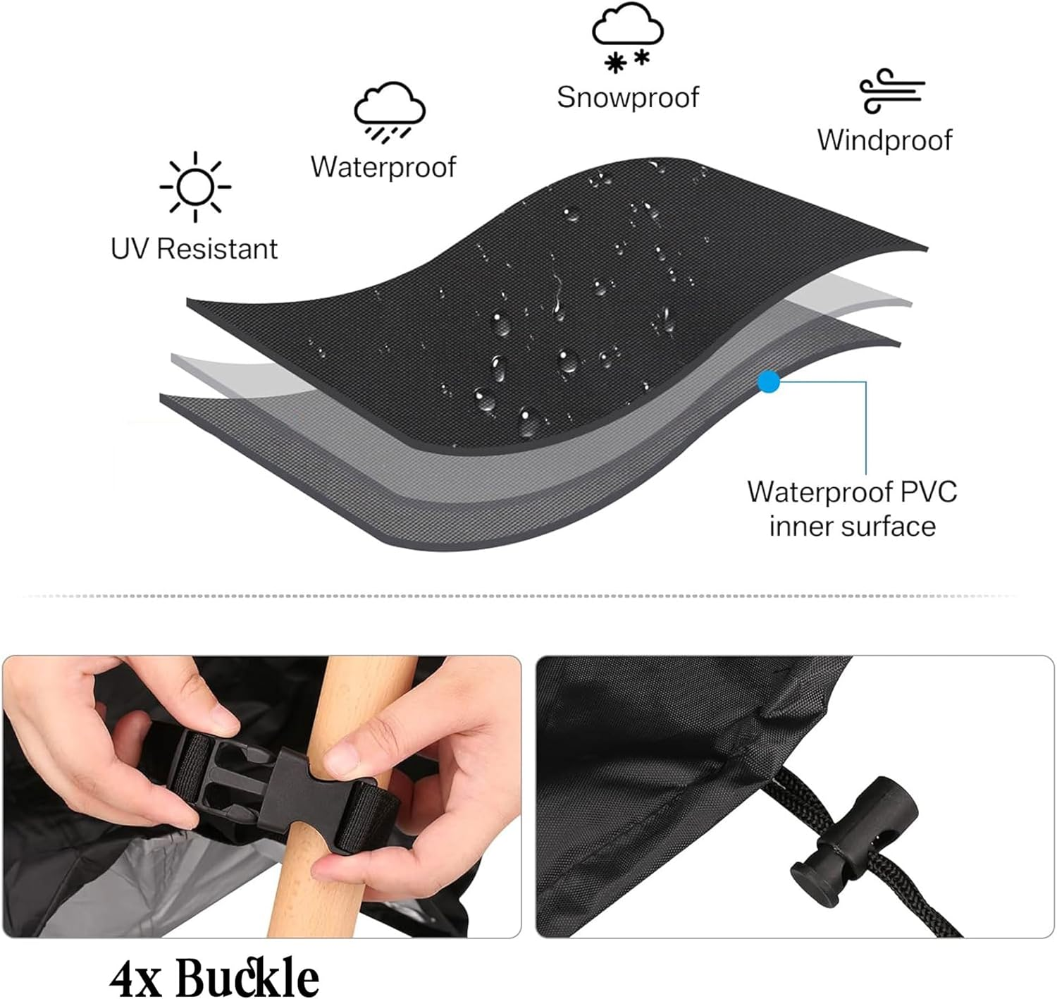 Kettle BBQ Cover for Weber 57CM Kettle Outdoor Waterproof BBQ Grill Cover for Weber Barbecue Cover for Weber 57 CM Master Touch Charcoal Grill Cover Kettle Grill - 63.5CM X 68.6CM X 88.9CM image number 6
