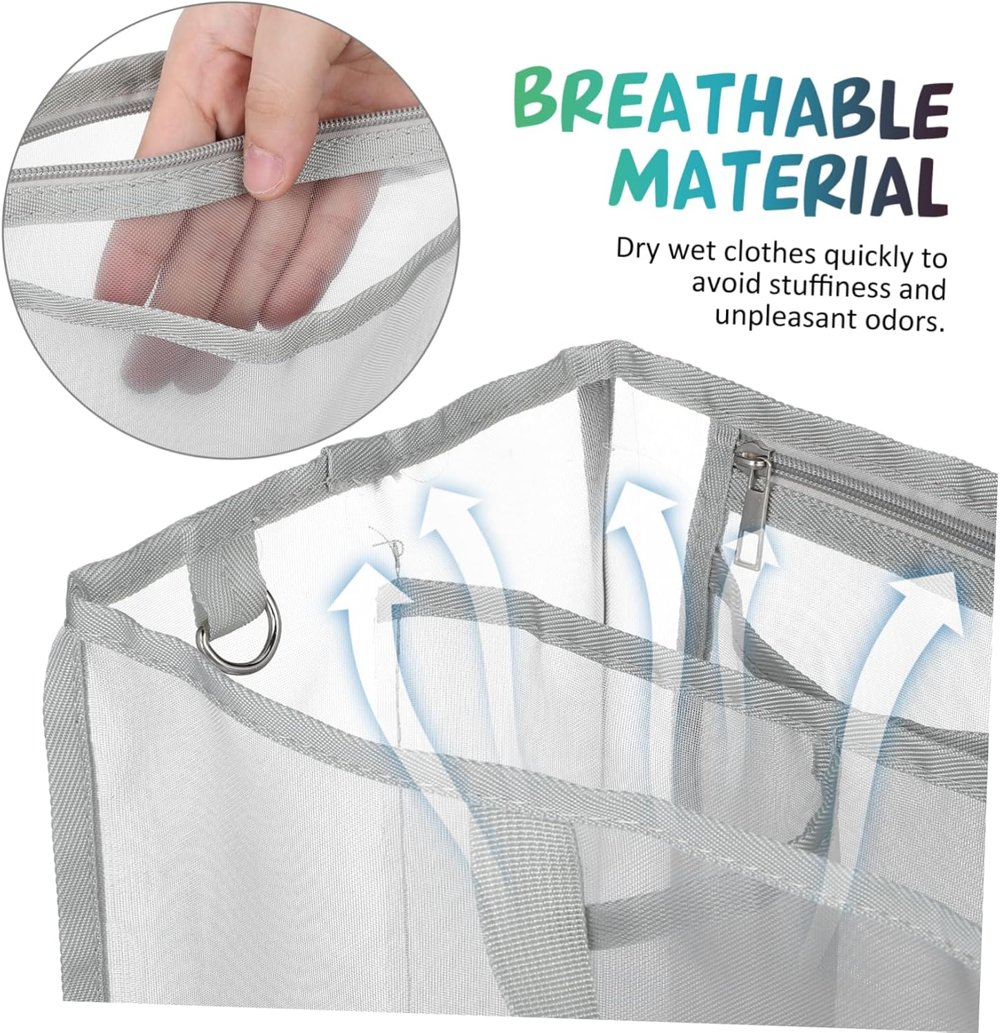 SAFIGLE Large Capacity Transparent Mesh Tote Bag with Divider for Beach and Travel Breathable Quick Dry Organizer for Swimming and Outdoor Activities Lightweight Drawstring Mesh Bag For