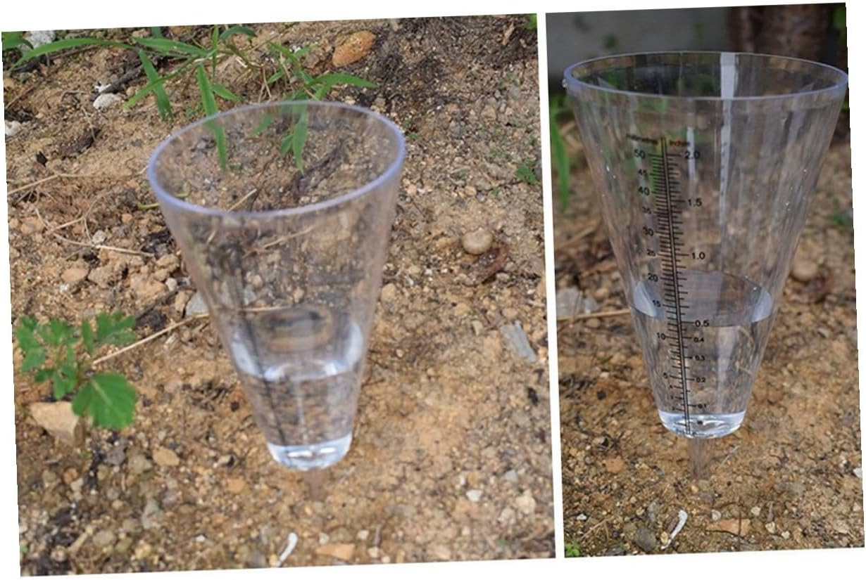 GALPADA 3Pcs Clear Plastic Outdoor Rain Gauge with Ground-Insertion Design Graduated Conical Measuring Cups for Garden Lawn Waterfall Measurement image number 4