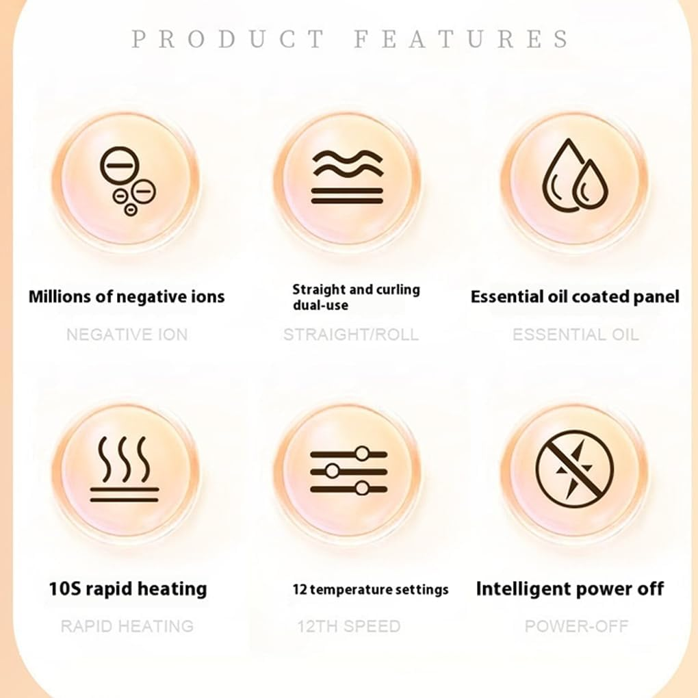 EUIOOVM Negative Ion Small Dormitory Straightening Plate Clamp for Women Cordless Hair Straightener Anti-Scald Wireless Clamp, Beige, Wireless Charging image number 2