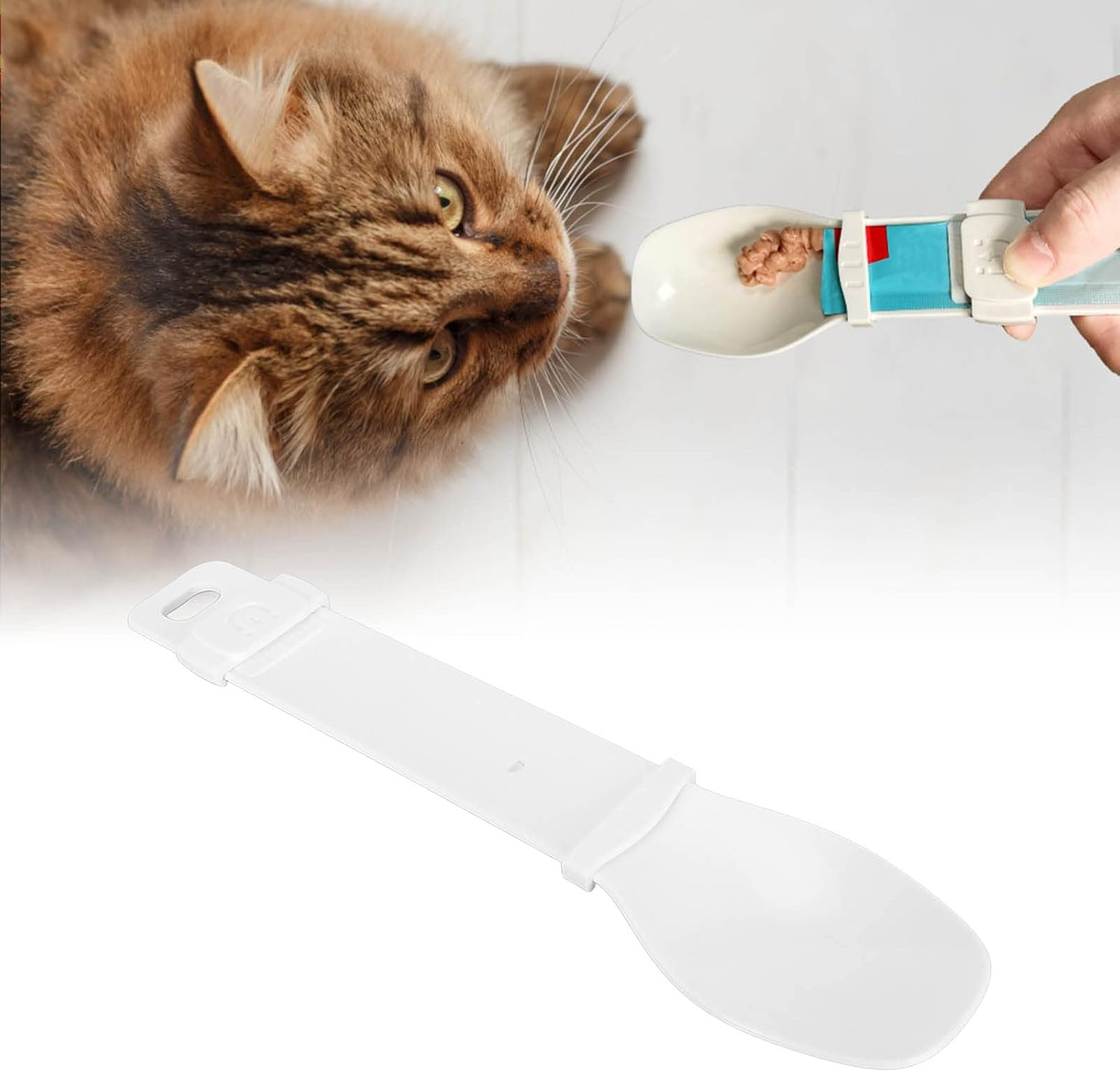Sliding Cat Strip Squeeze Spoon Multifunctional Spill Proof Easy Cleaning Cat Food Spoon for Cats Kittens Cat Strip Squeeze Spoon Is Convenient to Adjust the Feeding Speed image number 2