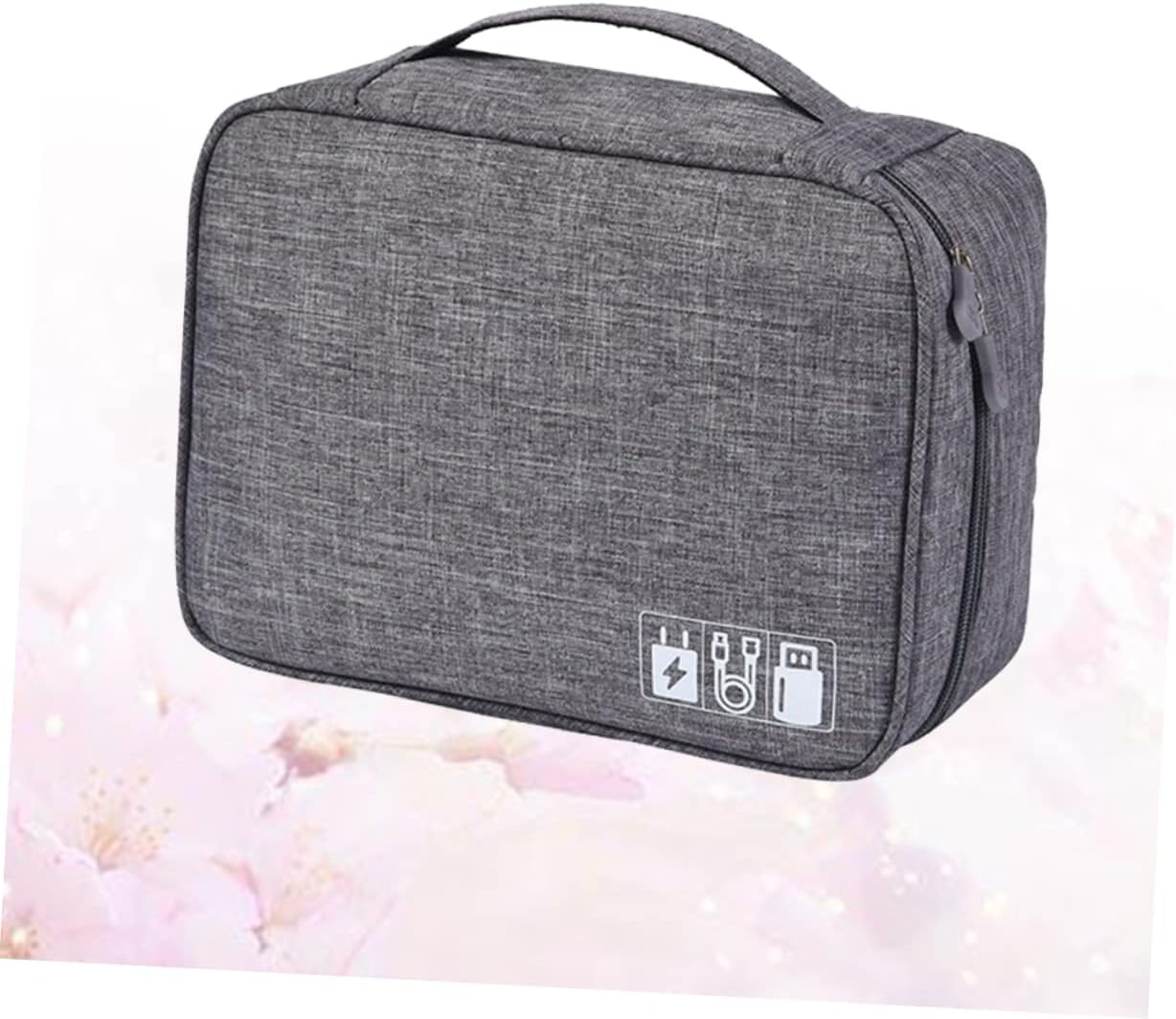 KICHOUSE Polyester Travel Storage Bag for Data Cable and Electronics for Organizing USB Drives and Power Banks Grey image number 5