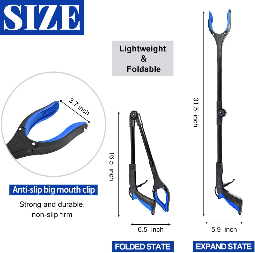 Fish Tank Accessories - 31" Aquarium Tweezers Grabber for Aquarium Landscaping Decoration Grab and Place Garbage Cleanup Foldable Gripper Multi-Function Mobility Aid Reaching Assist Tool(Blue) - 2 Folds-Yellow image number 4