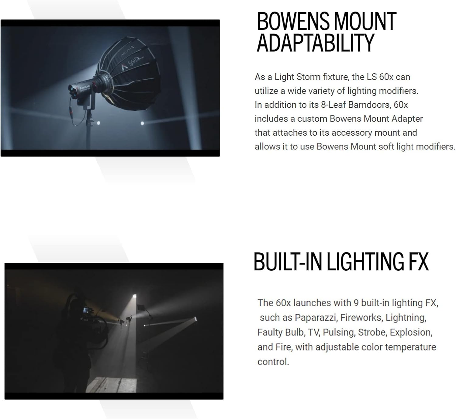 Aputure LS 60X LED Video Light,60W Bi-Color 2700~6500K Support App Control,Built-In Lighting Fx,Adjustable Bowens Mount Light for Photography,Outdoor Shooting image number 4