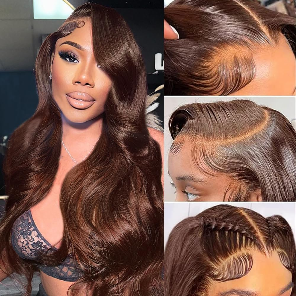 Keabalo Reddish Brown Lace Front Wigs Human Hair Pre Plucked with Baby Hair 13X4 Body Wave Colored Wigs for Women 150% Density HD Lace Frontal Wigs Human Hair 22 Inch
