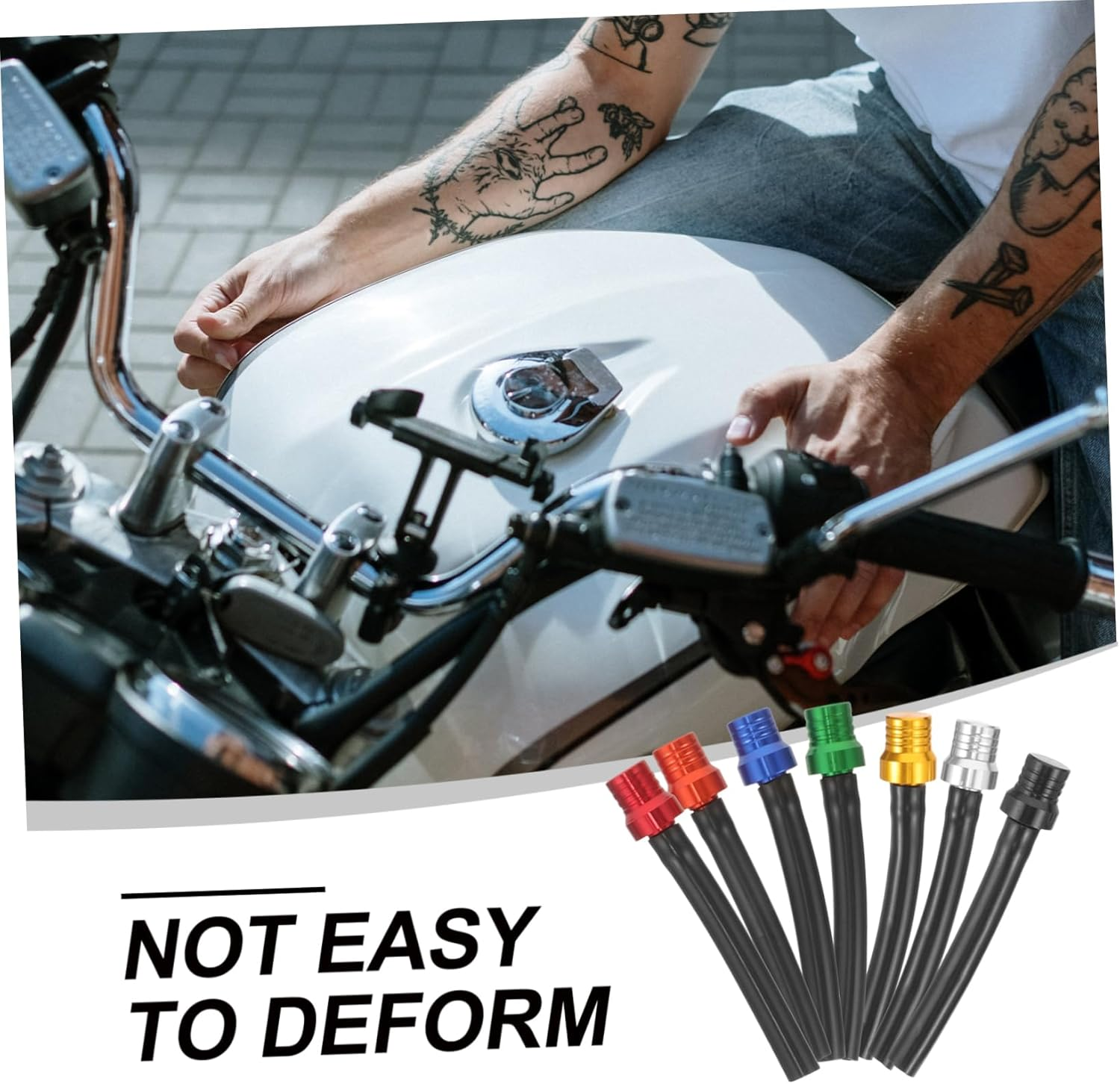 Ibasenice Motorcycle Gas Fuel Caps Vent Motorcycle Tank Breather Hose 7Pcs Kit for Motorbike Atv Dirt Bike Off-Road Use Sturdy Metal Vent Tube with Valves for Fuel Tank Accessories image number 4