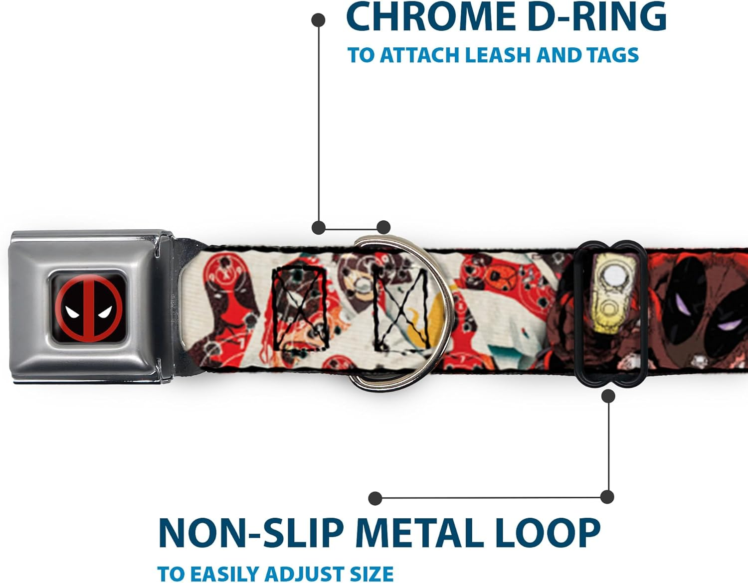 Buckle-Down Seatbelt Buckle Dog Collar - Deadpool Shooting/Targets - 1.5" Wide - Fits 18-32" Neck - Large image number 4