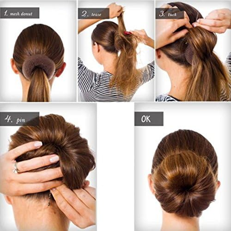 Clothobeauty 2 Pieces Extra Large Size Hair Bun Donut Maker, Ring Style Bun, Women Chignon Donut Buns Doughnut Shaper Hair Bun Maker (4.3 In. for Thick and Long Hair) (Brown) image number 2