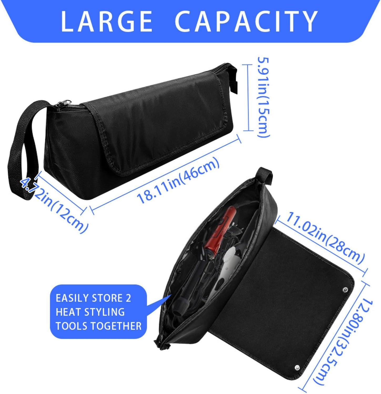 Verderoot 2-In-1 Hair Tools Travel Case &ndash; Large Capacity Heat Resistant Storage Bag for Flat Iron, Curling Iron & Hair Dryer &ndash; Waterproof & Dustproof Organizer for Travel & Home (Pink) image number 6