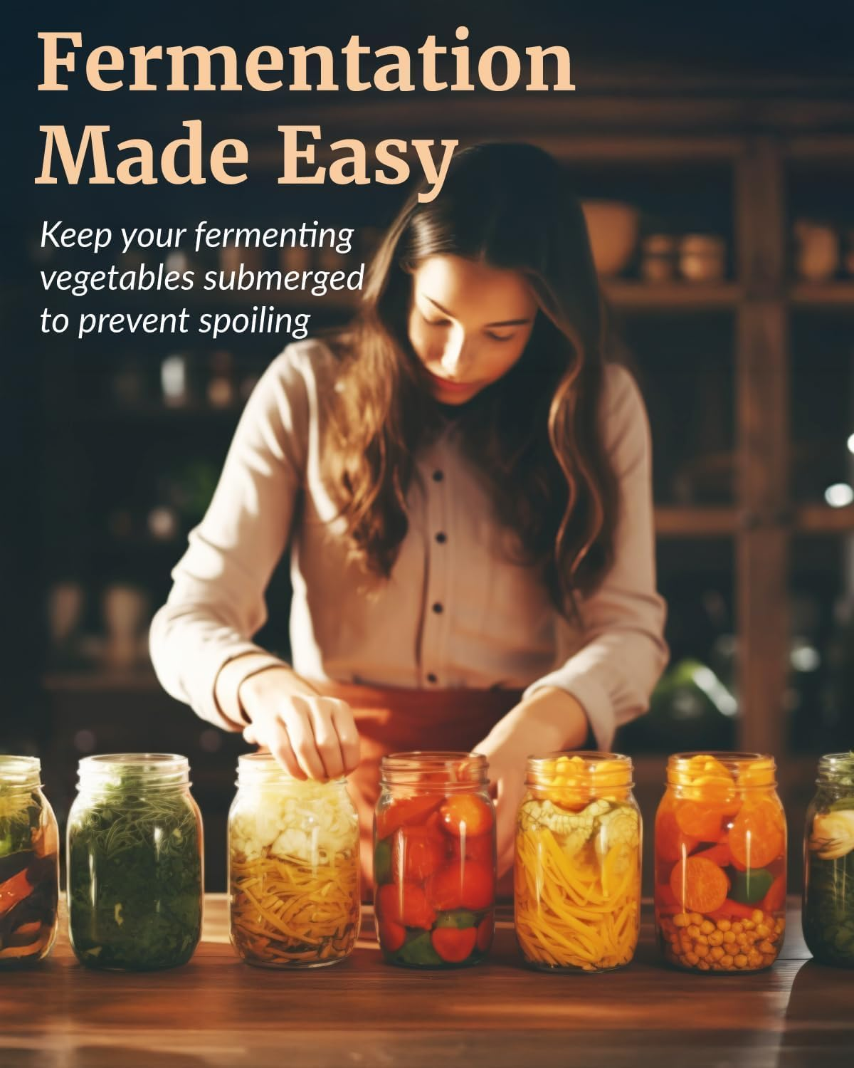 Set of 4 Fermentation Weight, Easy Grip Glass Fermenting Weights, Perfect Fit for Wide Mouth Mason Canning Jars, Highly Durable Soda-Lime Glass Fermentation Kit for Sauerkraut, Kimchi & More image number 1