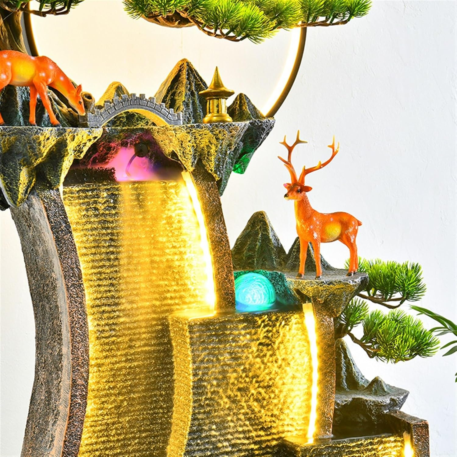 Outdoor Fountain Creative Rockery Water Curtain Wall, Floor Circulating Ornaments, Living Room Courtyard Fountain Landscape(L) image number 5