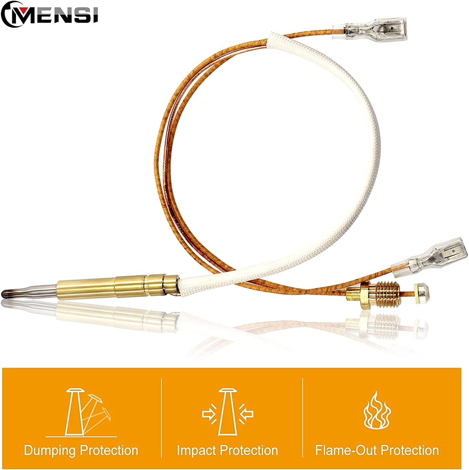 MENSI Outdoor Propane Gas Patio Heater Replacement Parts Thermo Coupler M8*1 (Non-Thread Type with 4.8Mm Terminals) image number 1