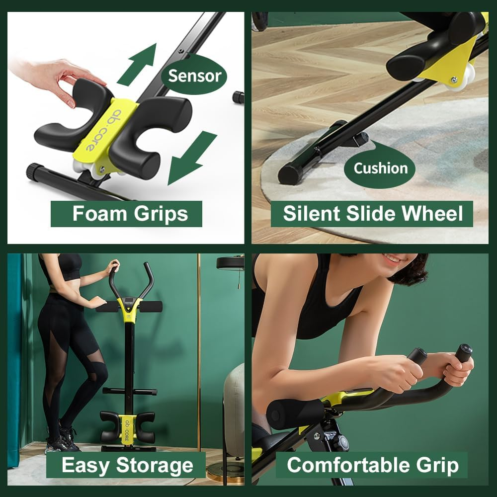 Leikefitness Height Adjustable Ab Trainer Abdominal Whole Body Workout Machine Waist Cruncher Core Toner Leg Thighs Buttocks Shaper with LCD Monitor AB9380 - White image number 5