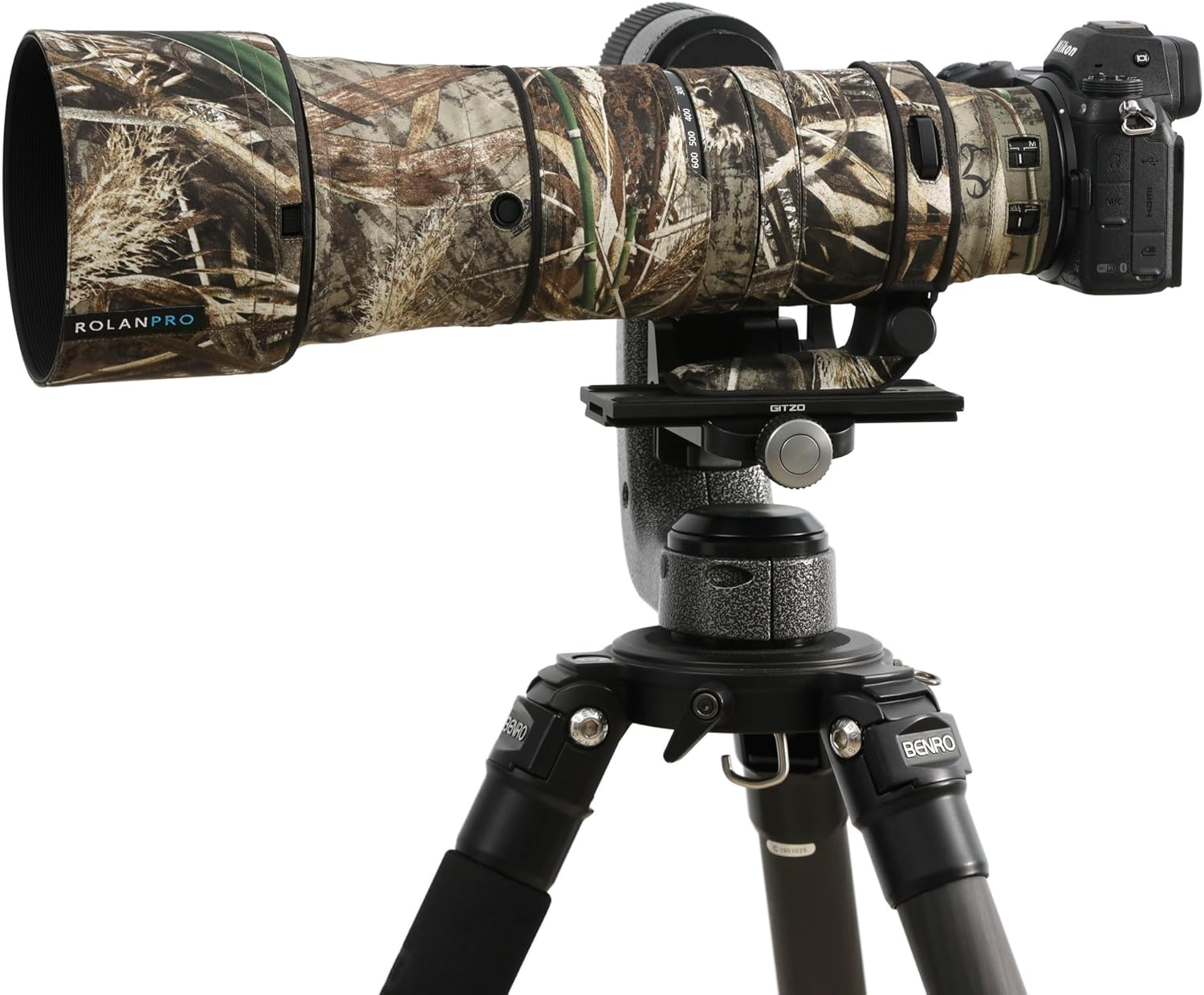 Rolanpro Lens Camouflage Coat for Nikon Z 180-600Mm F/5.6-6.3 VR Cover Lens Protective Sleeve Case-#39 Grass - 18 Black Camo image number 5