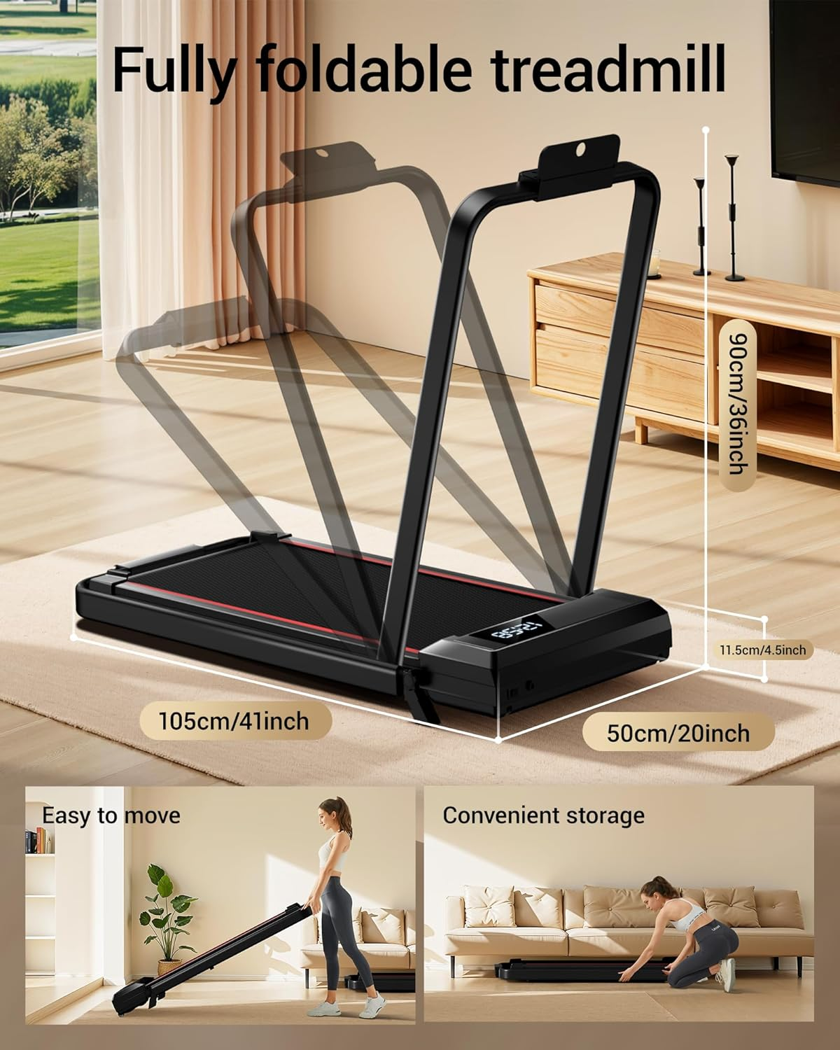 CURSOR FITNESS 12% Incline Compact Walking Pad Treadmill,2.75Hp Quiet Brushless Max Load 150Kg Walking Pad, 3-In-1 under Desk Triple Shock-Absorbing System for Home and Office