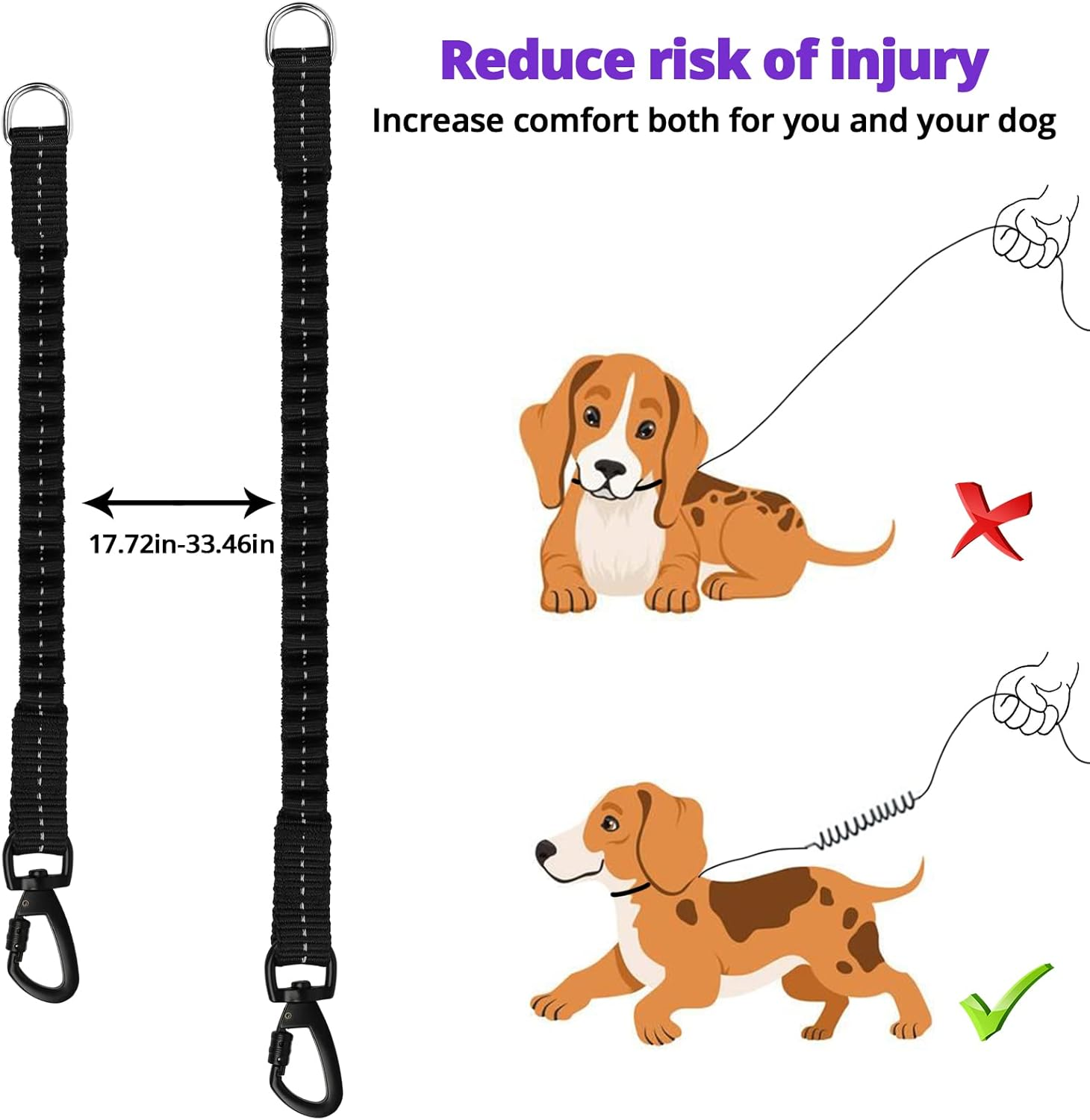 Long Dog Leash 15 FT: Heavy Duty Rope Leashes for Dogs Training with Swivel Lockable Hook Reflective Threads Bungee and Padded Handle - Dog Lead for Large Small Medium Dogs outside Walking Hiking image number 1