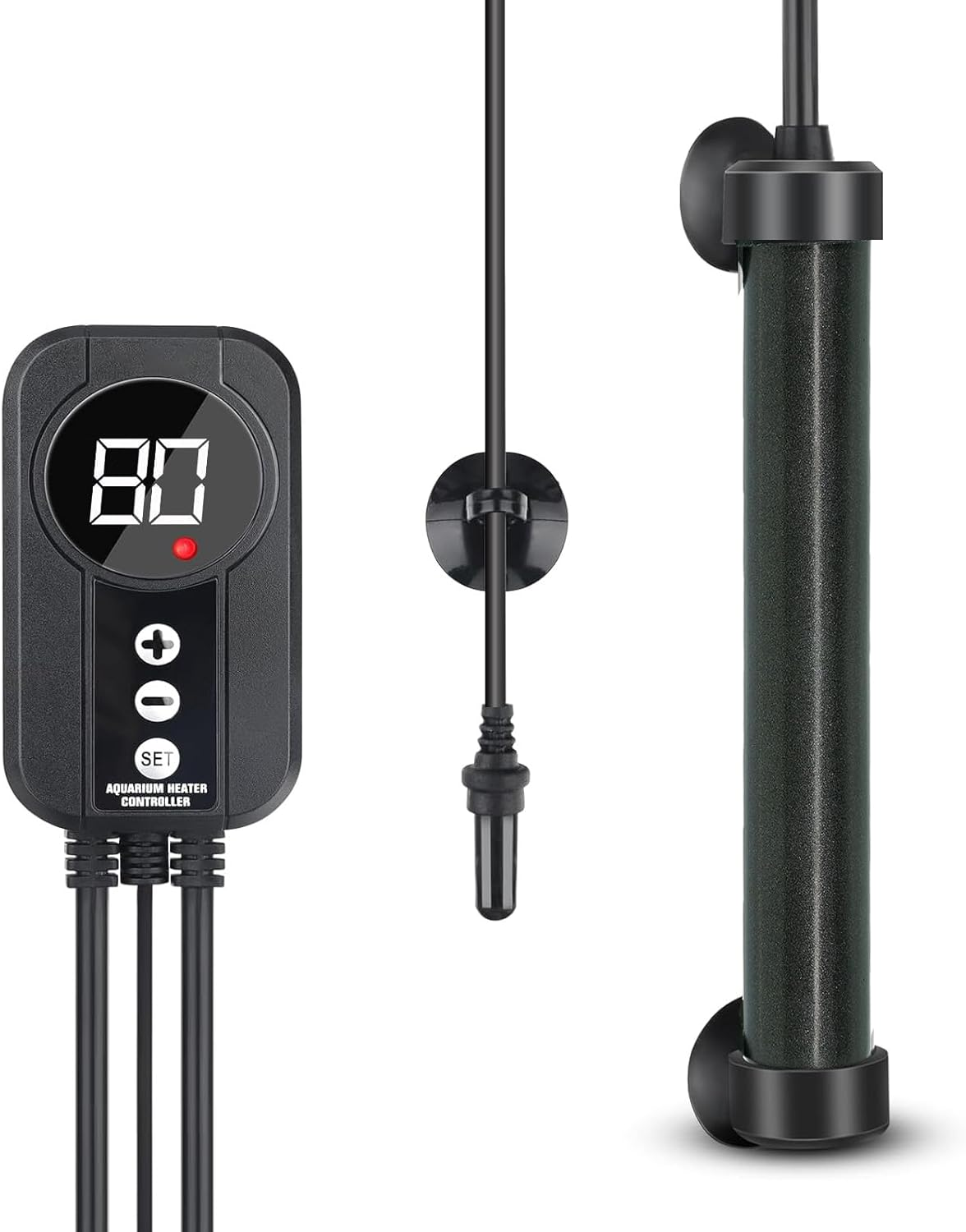 Aquarium Heater, Titanium Heater with Digital LED Controller & Temperature Probe (200W) Submersible Fish Tank Heater with Temperature Calibration for Saltwater Freshwater Tank 40 Gallon