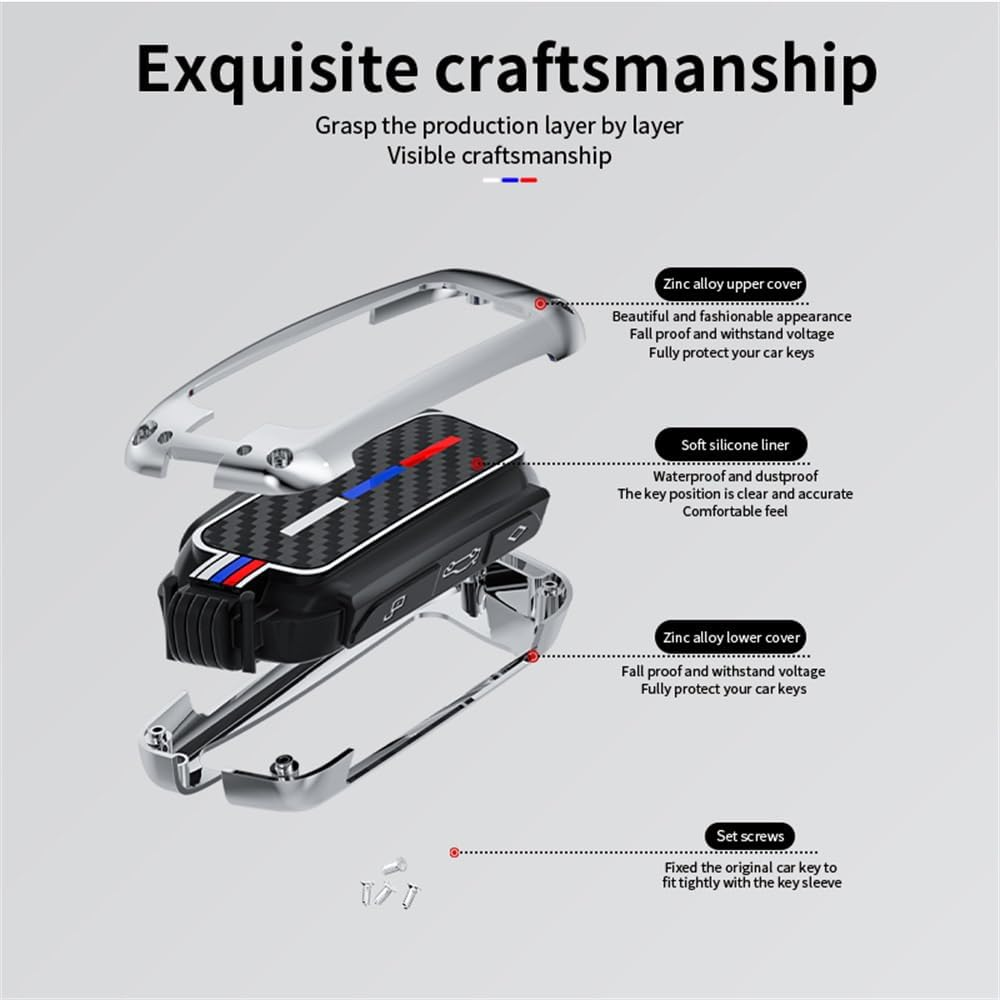 Ontto Luminous Car Key Cover Fit for BMW I7 X7 G07 LCI IX I20 X1 U11 7 Series G70 G09 XM U06 G81 M3 Energy 2023 2024 2025 Metal Smart Shell Case Key Holder Keyring Keychain Accessories Black 2 image number 5