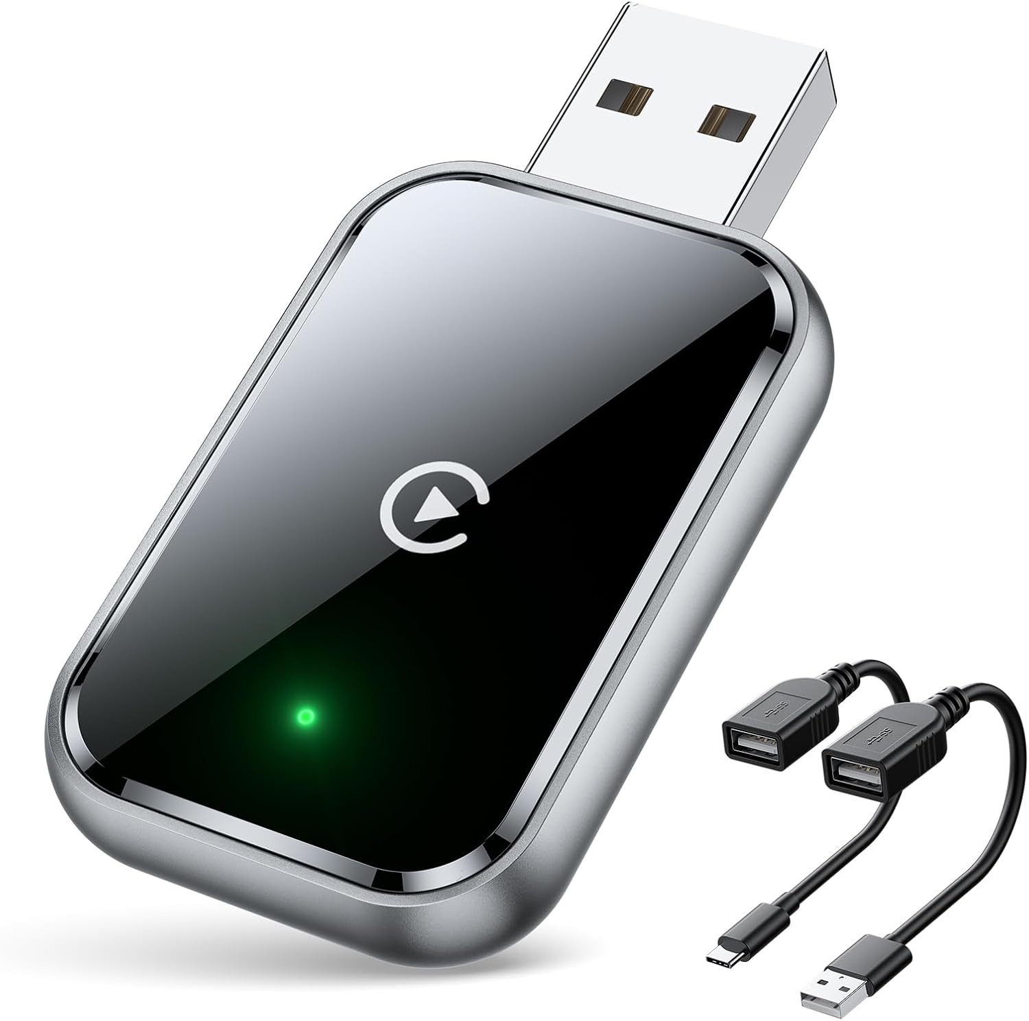 Wireless Carplay Adapter for Iphone - Converts Wired to Wireless Apple Carplay, Mini Size with Extension Cable USB & Usb-C/Type-C, Stable Control, No Delay - Black