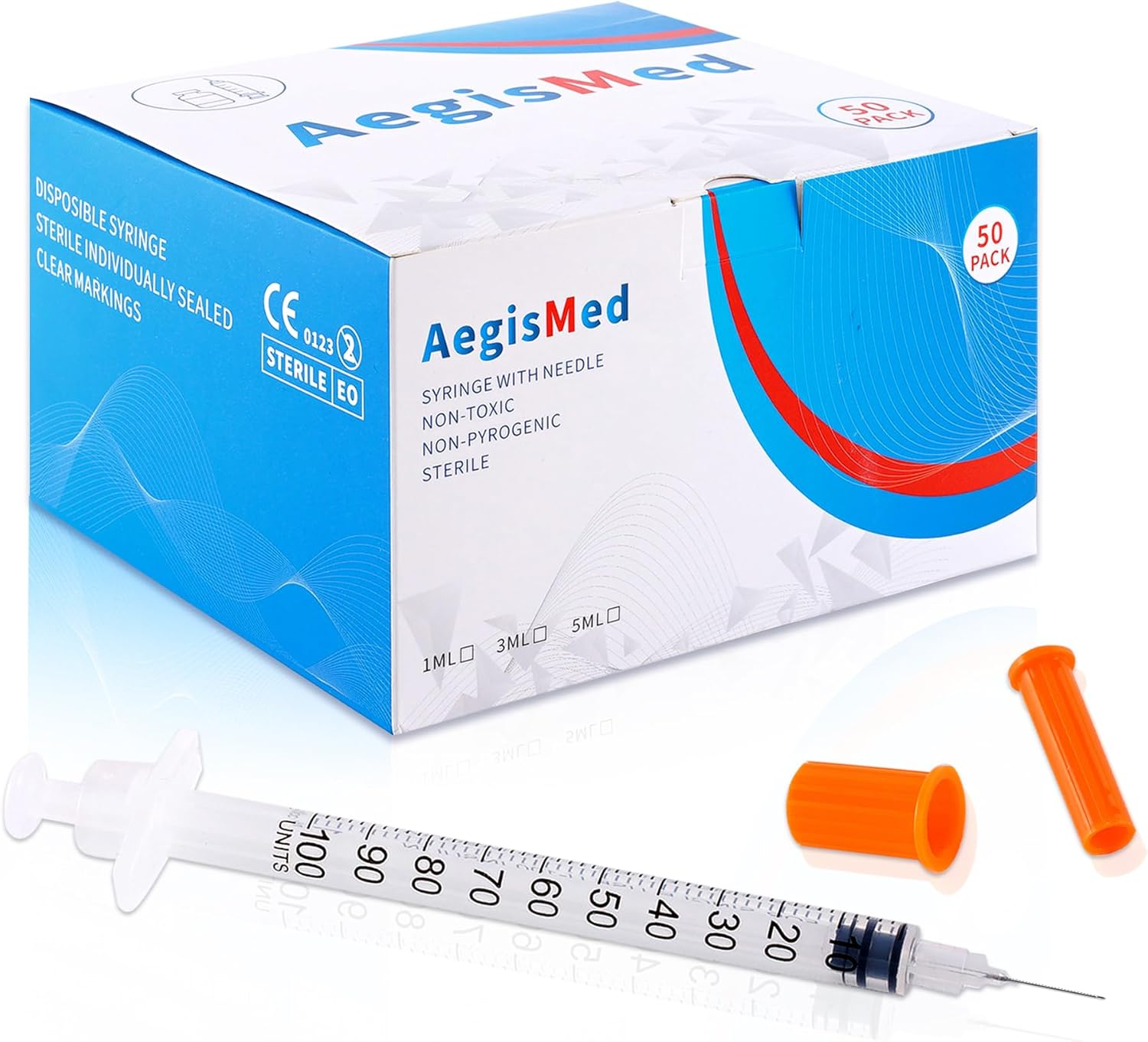 1Ml/Cc 30G 8Mm Syringes, Lab Dispensing Syringe, Individual Wrapped, Box of 50 image number 5