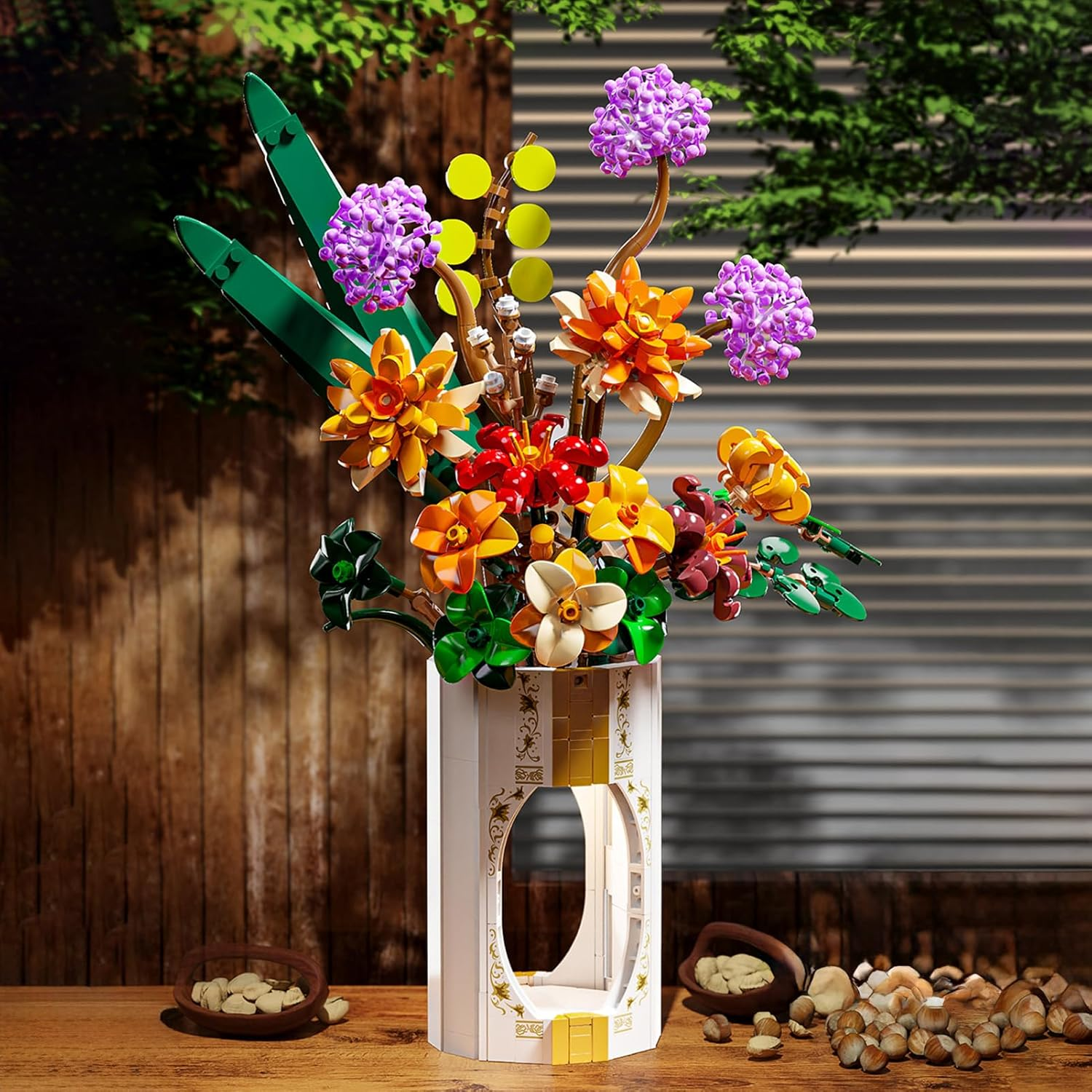 Flower Building Blocks with LED Light, Botanical Collection, Creative Artificial Bouquet for Home Office Decor, Gifts for Woman Girls Age 8+(890PCS) image number 5