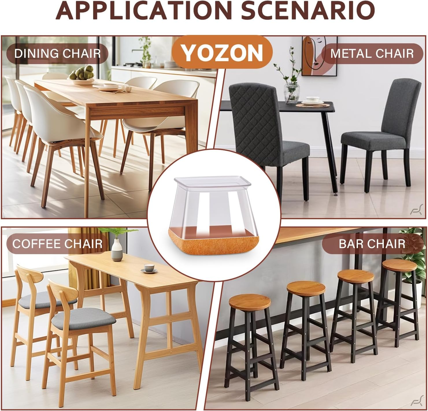 Chair Leg Floor Protectors Square Chair Leg Protectors for Hardwood Floors Silicone Caps Felt Strengthen Bottom Protection Reduce Noise 16 Pack Clear Square L Fit: (27-40Mm) image number 4