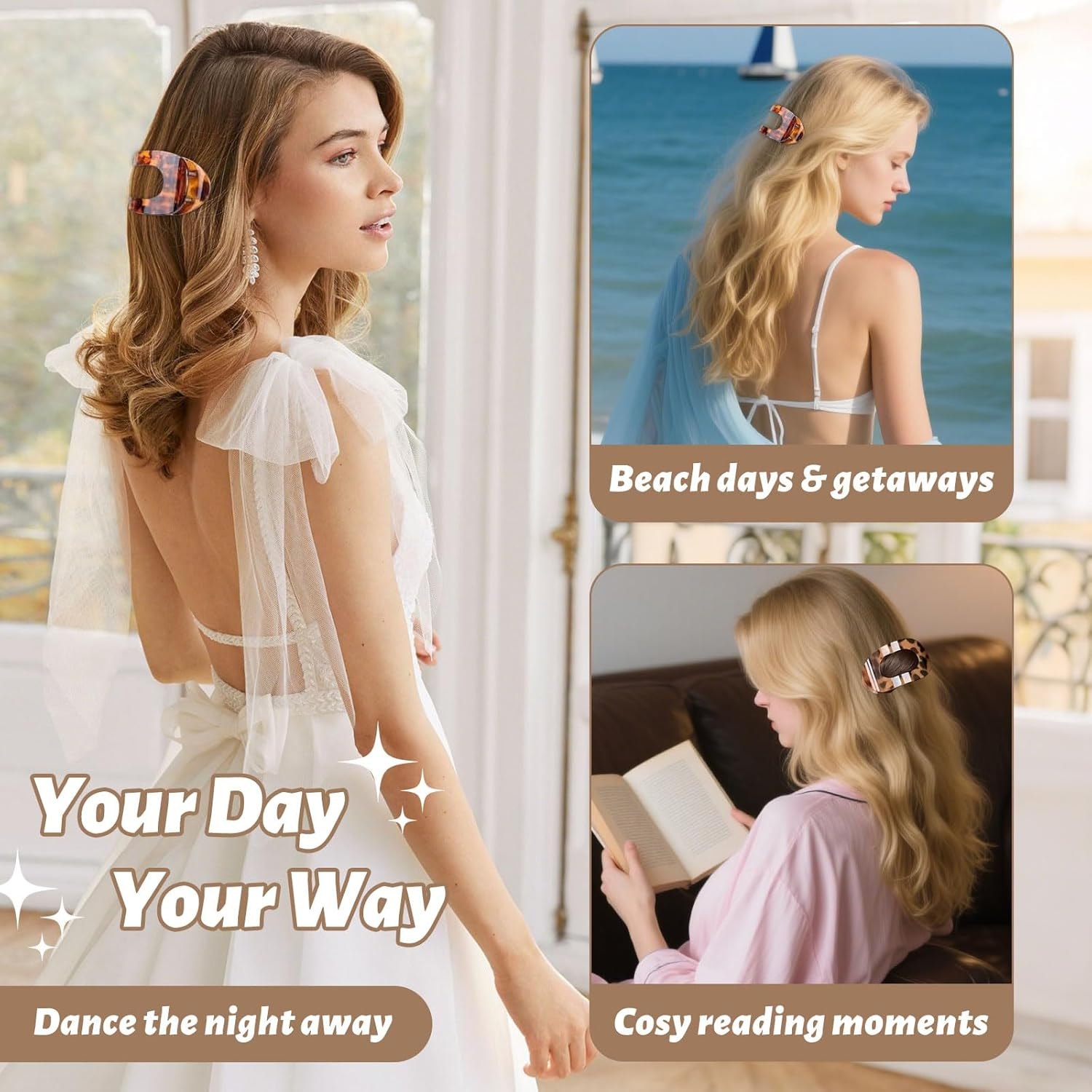 Srup Pack of 6 Women'S Flat Hair Clips, Elegant French Hair Clip for Everyday Use, Perfect French Flat Claw Clip, Hair Clip, Flat Claw Clip, Large Flat Hair Clips for Women image number 5