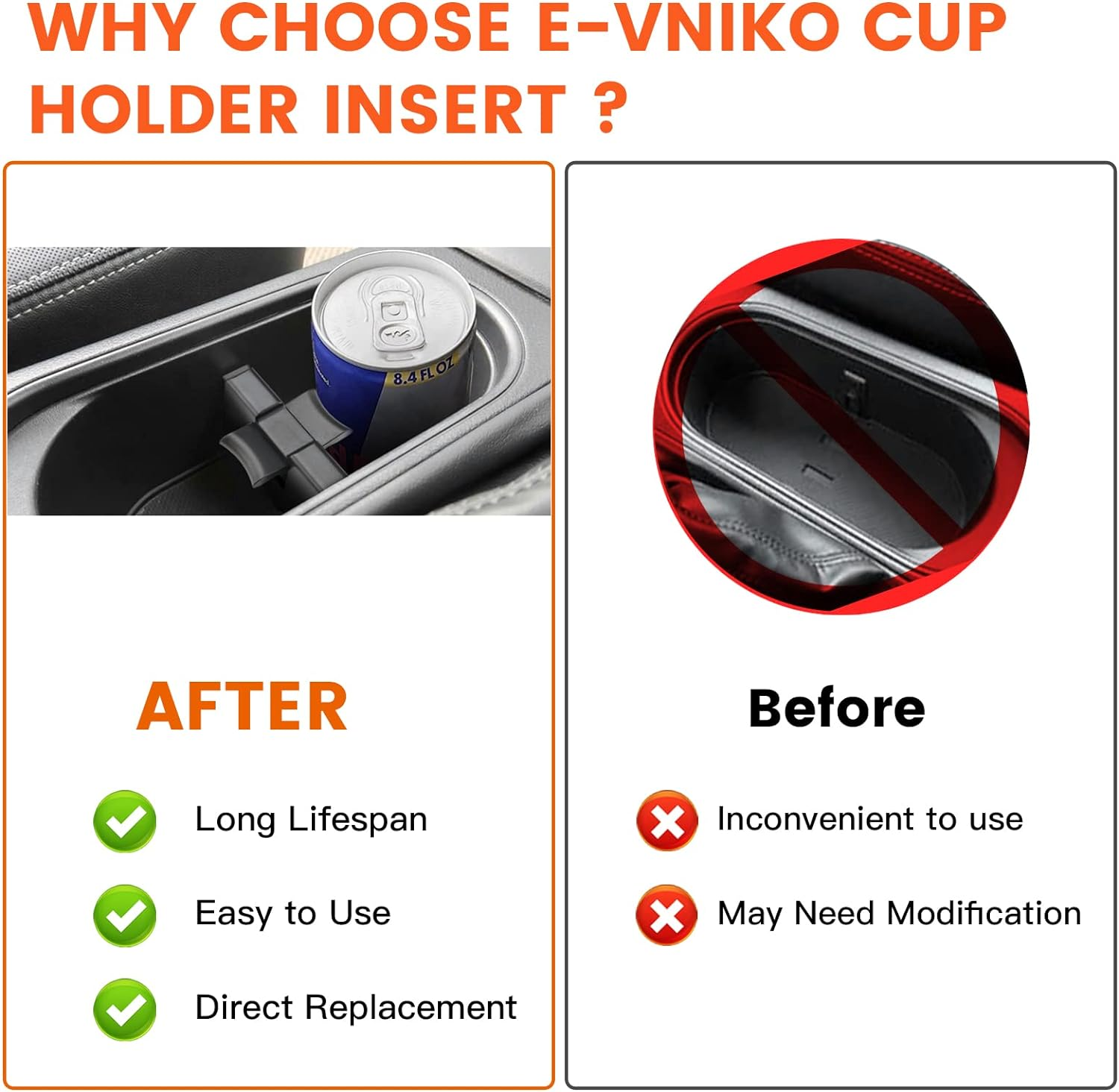 E-Vniko Center Console Cup Holder Insert Divider Compatible with Subaru Forester 2014-2022 Legacy,Outback 2010-2014 Replace 92118AJ000 92118AJ001 image number 2