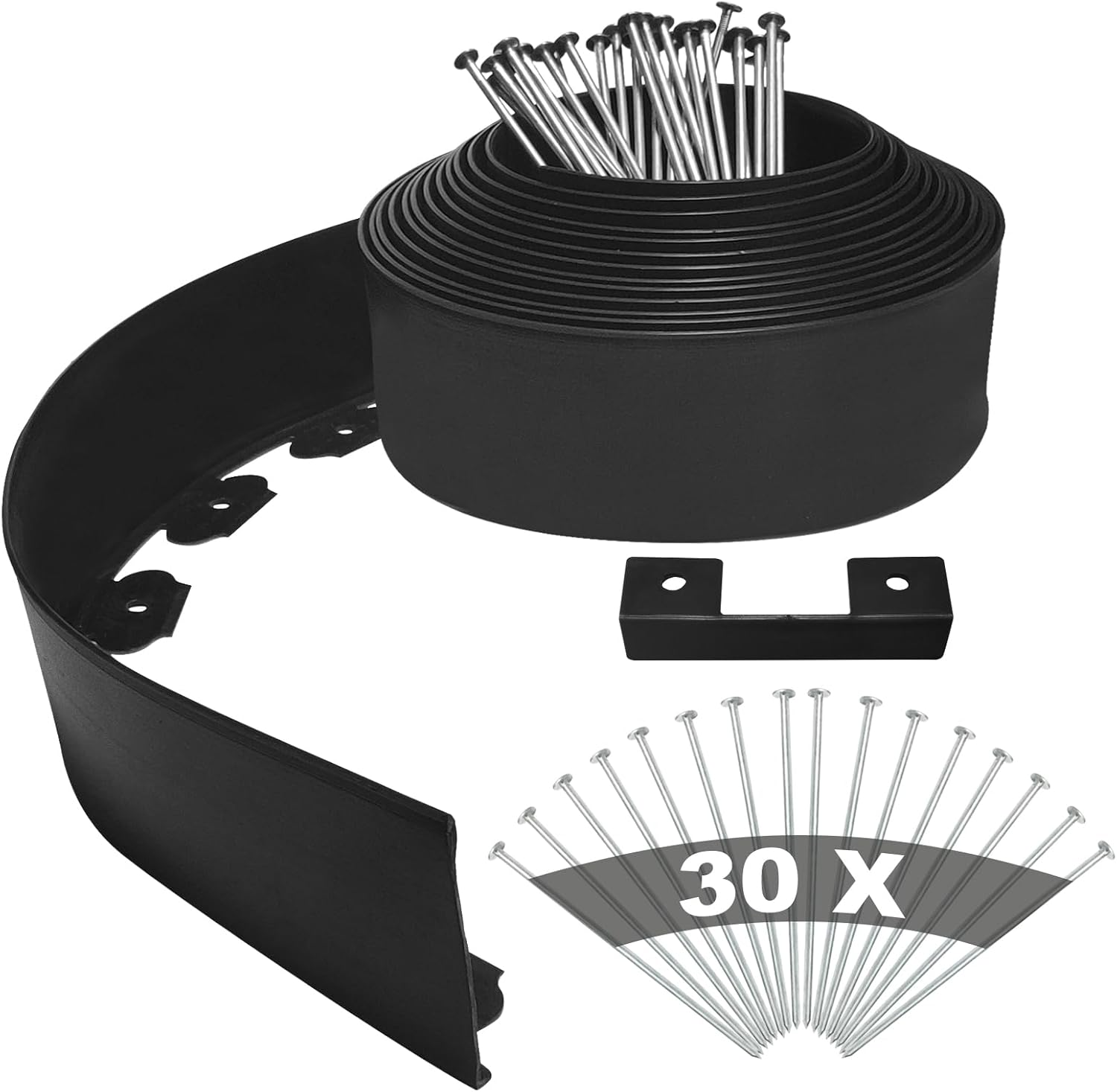 Lawn Edging Kit, 4 Inch High Flexible Lawn Edging Border Kit for Lawn Trimming with 30 Steel Anchors, 33 Ft Long. image number 2