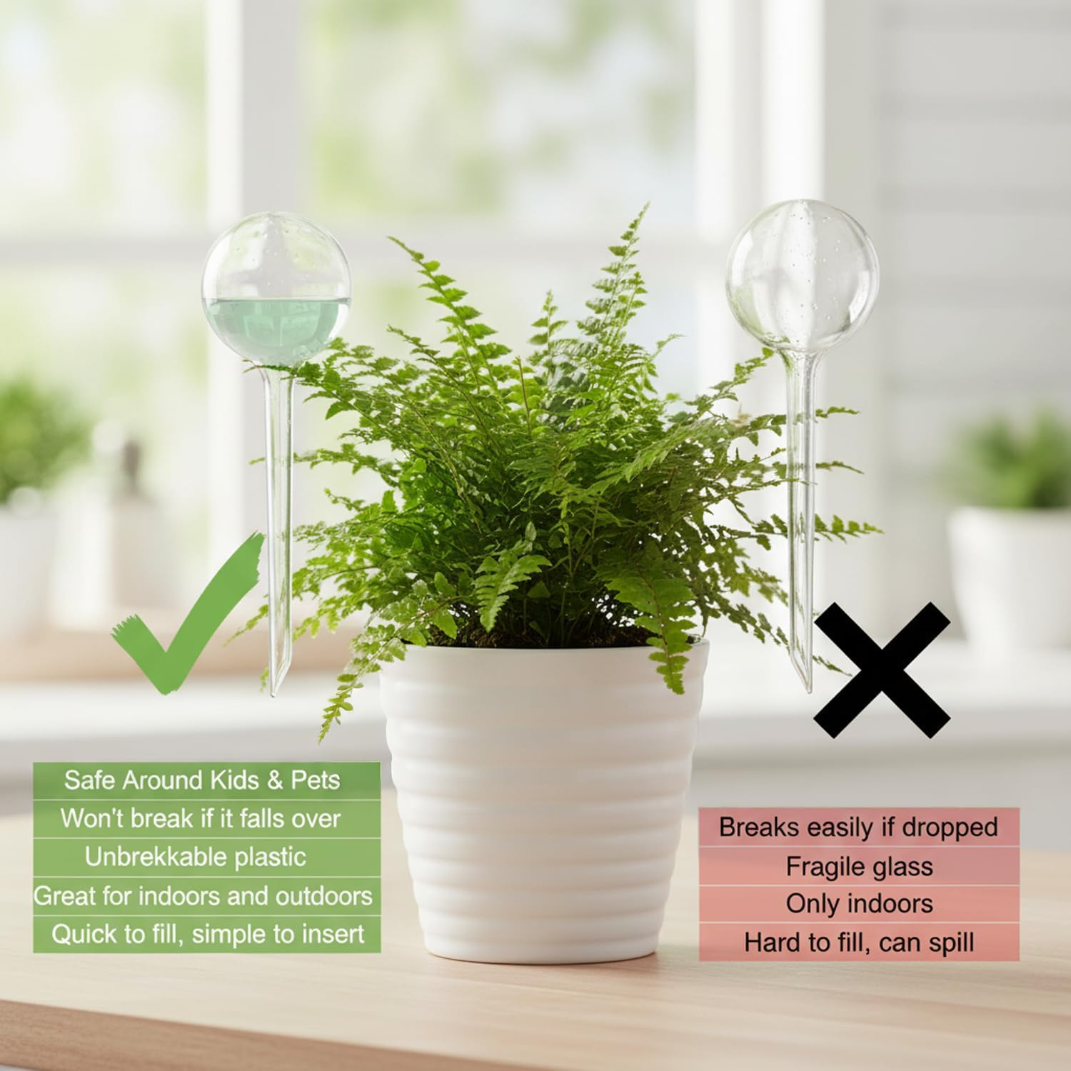 Self Watering Spike, Plant Watering Spike, Indoor & Outdoor Use, Set of 4, Compatible with Medium & Large Plants, Ruibex image number 3