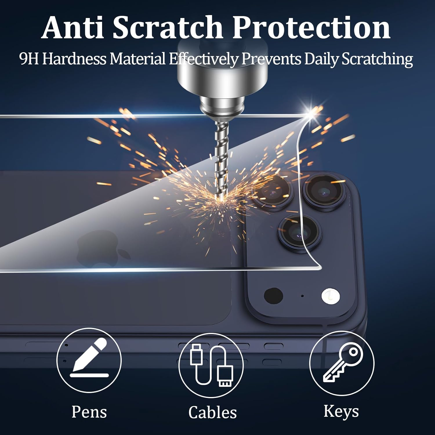 [4 in 1] for Iphone 17 Pro Back Glass Protector + Camera Protector[2+2 Pack], 9H Hardness Anti-Scratch, Easy Install, HD Rear Glass Protector for Iphone 17 Pro image number 2