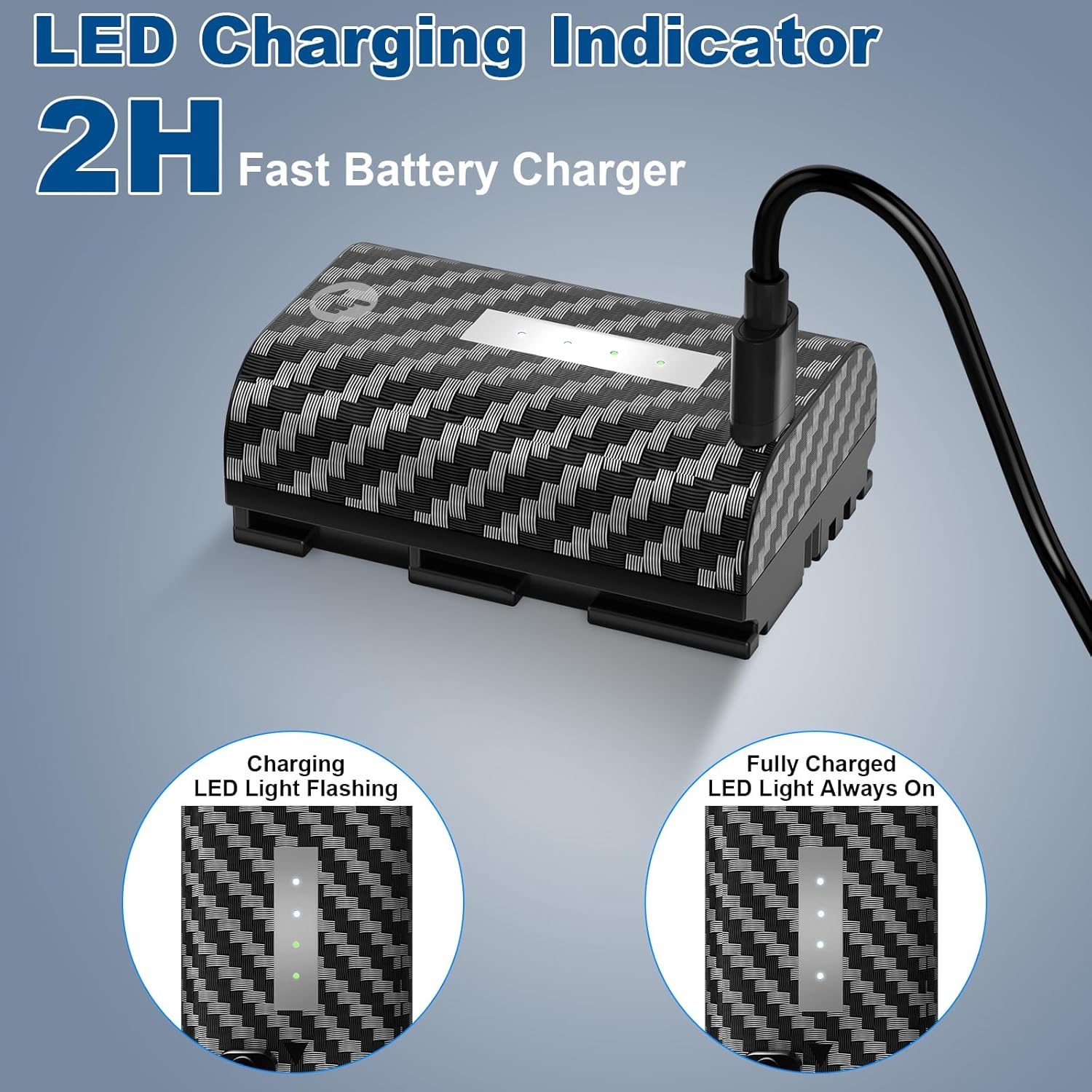 Artman 2750Mah LP-E6P Battery 2-Pack with Type-C Fast Charging for Canon EOS R R5 R5 II R6 R6 II R7 5D II III IV 5DS R 6D 6D II 7D 7D II 60D 60Da 70D 80D 90D Cameras (Black) image number 6