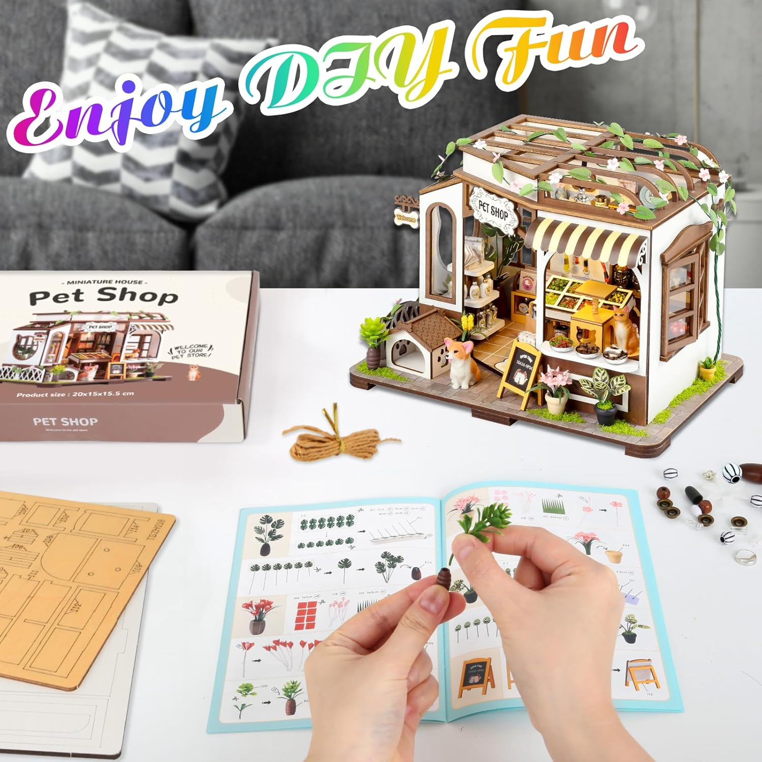 DIY Miniature House Kit Pet Shop, Tiny House Kit for Adults to Build image number 1