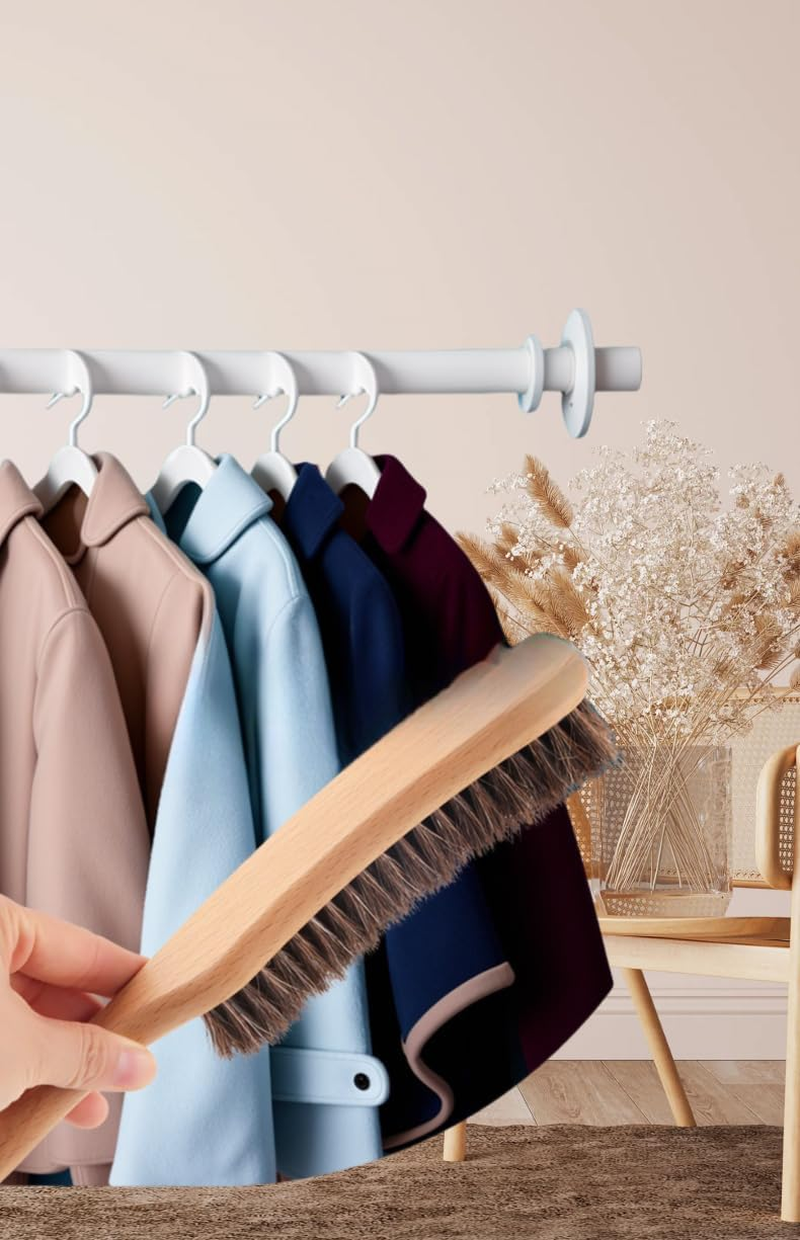 Hat Brush Combination Kit - Horsehair Felt Hat and Wild Boar Mane Brush, Suitable for Suits, Suede Leather, Clothes and Furniture, Beech Handle -2 Pack image number 4