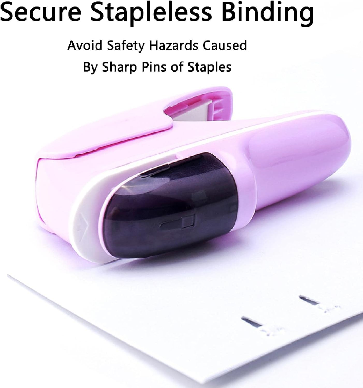 Stapleless Stapler, Manual Staplers, Portable Staple-Free Stapler for Booklet Brochures, Newspapers, Leaflets-Blue - Green image number 5
