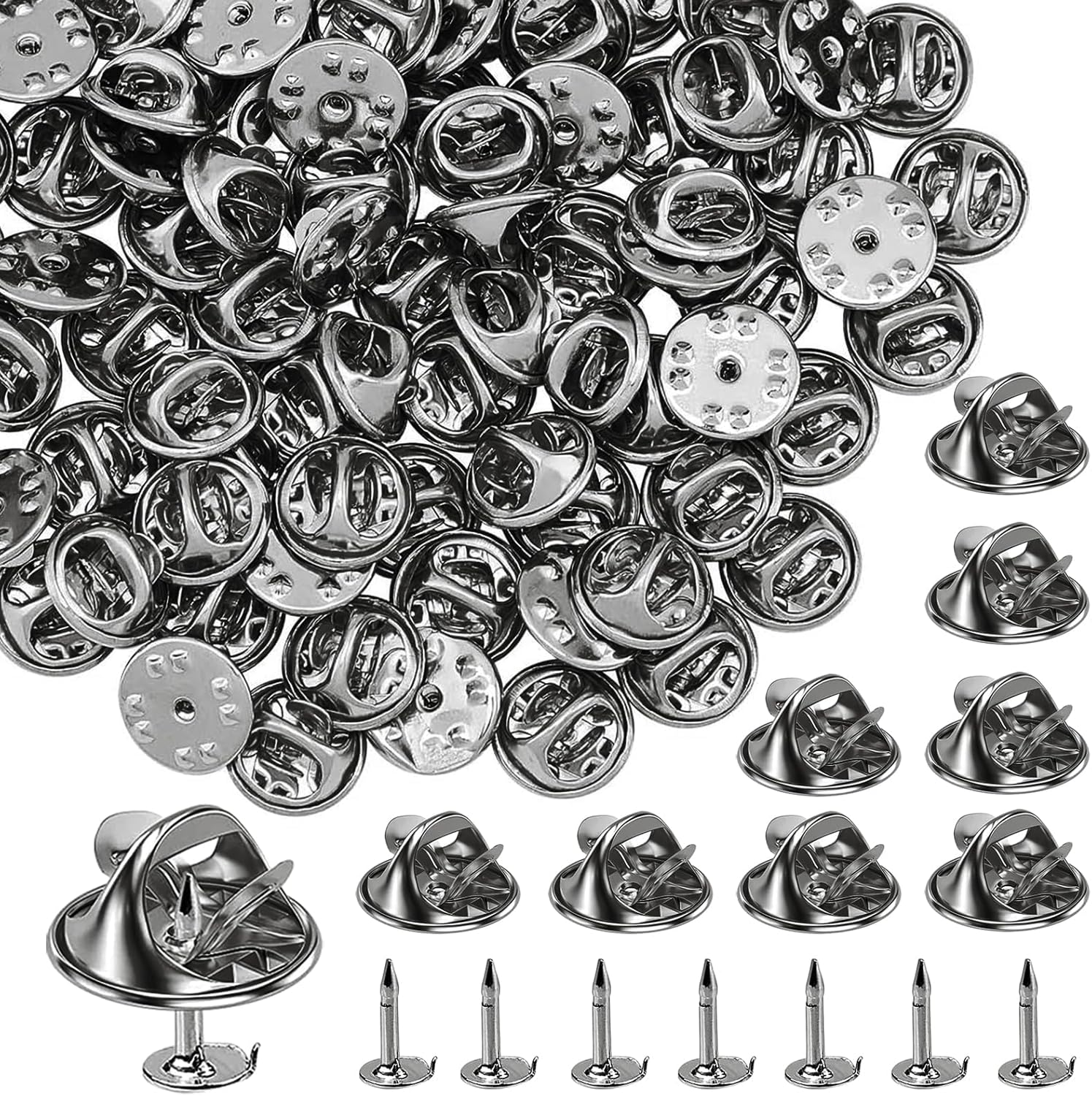 Pin Backs, 50 Pcs Metal Pin Backings, Backs Locking Pin Keepers Clasp Metal Pin Backs for Jewlery, Crafts, Lapel Pins (Black) image number 4