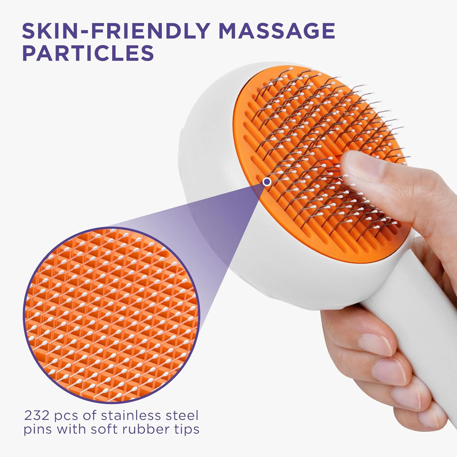 HICC GROOM! Pet Grooming Brush for Cats and Dogs, Self-Cleaning Sliker Brush for Removes Mats, Tangles, and Loose Hair, Shedding Brush for Short or Long Haired Cats/Dogs (White)