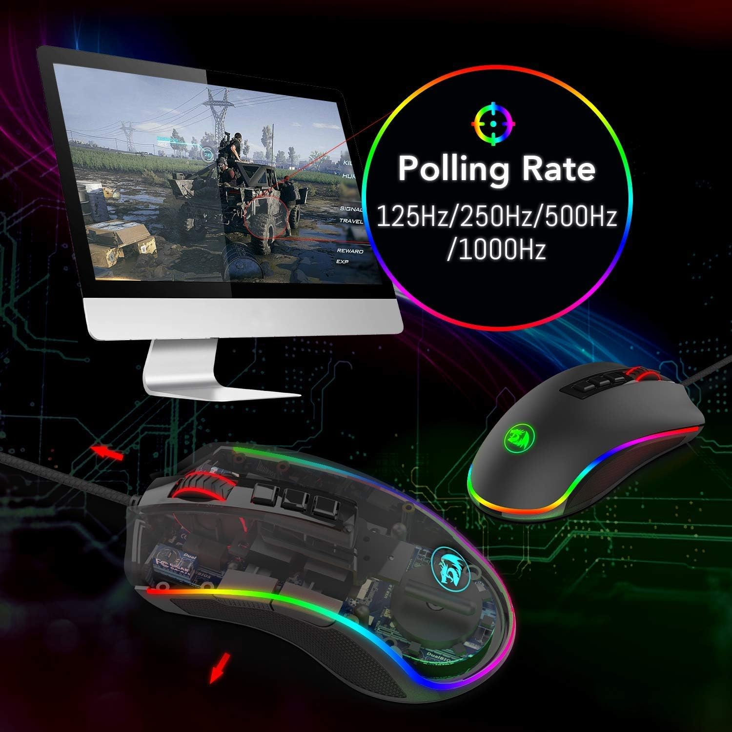 Redragon Gaming Mouse with 16.8 Million RGB Color Backlit (M711) image number 3