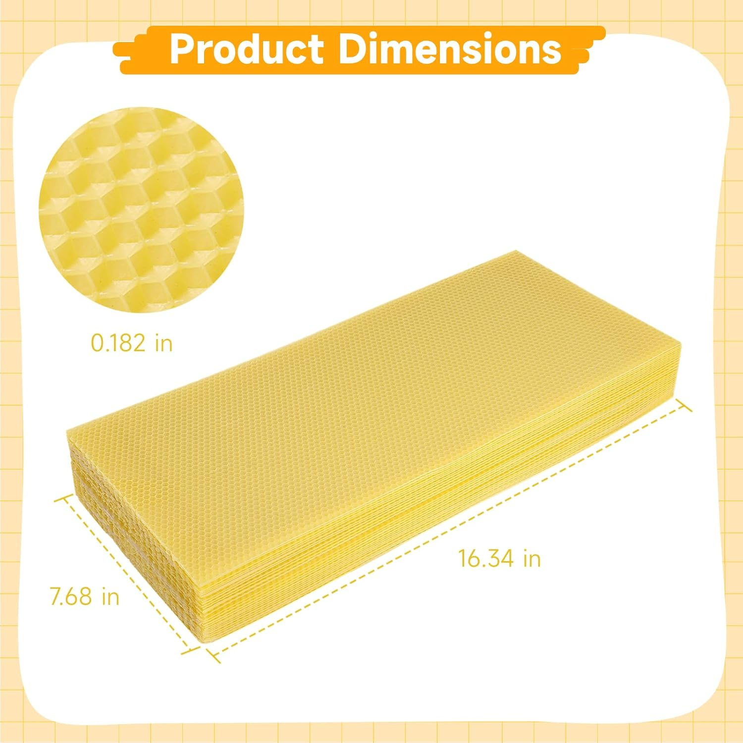 60-Pack Beeswax Sheets, 16-1/3 Inch X 7-2/3 Inch,Beehive Wax Foundation, Beeswax Foundation Sheet, Beeswax for Candle Making Beekeeping image number 4