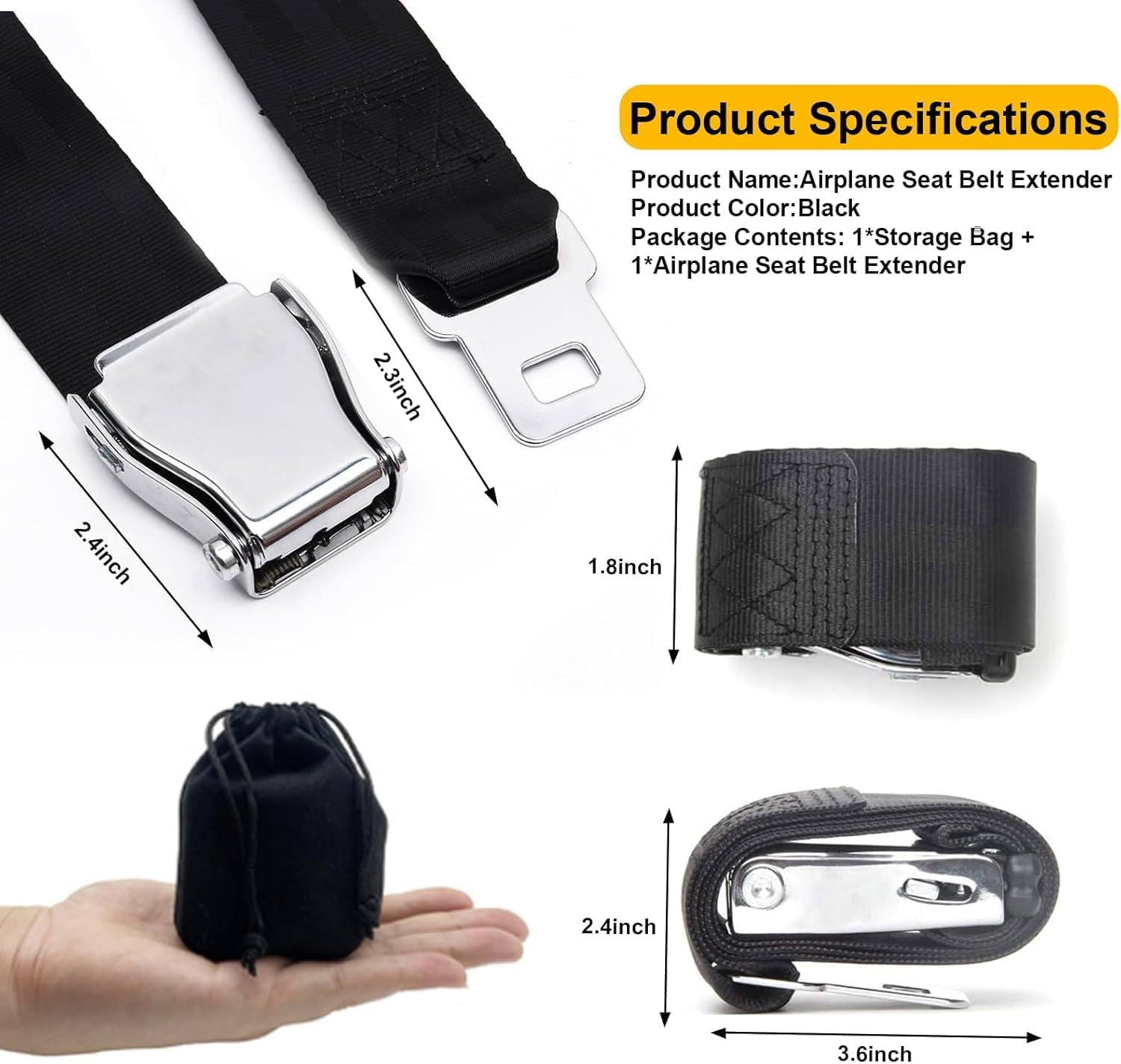 Airplane Seat Belt Extender,Plane Travel Essentials for Pregnant Fat Large Waist Women Men,130Cm Adjustable Seat Belt Extender for Airplane,Safety Aircraft Belt Accessories image number 1