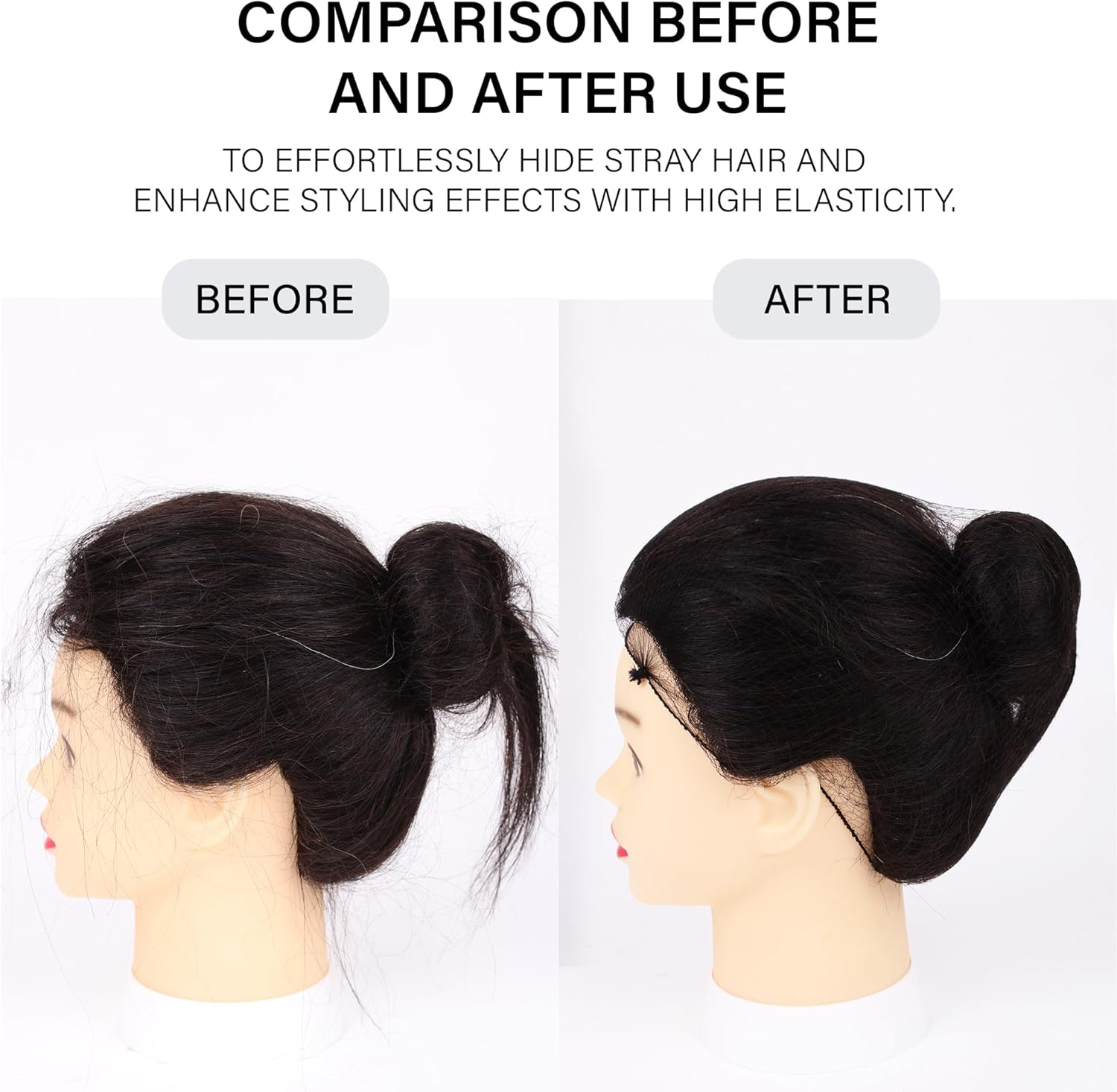 Invisible Elastic Hair Nets with Bobby Pins for Ballerina Buns - 12Inch Light Brown Nets 30Pcs and 20 Pins Golden - 50Pcs Black image number 2