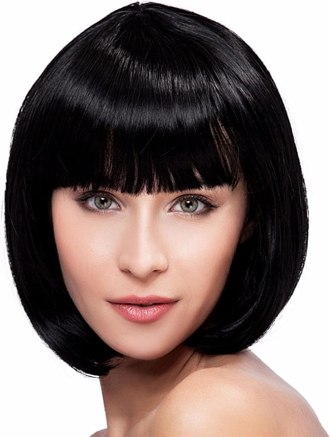 HREDZEO Black Wig Black Short Women, Black Wig Short Straight Wigs Straight Fringe Wigs Short Hair Wig Women for Carnival Cosplay Party image number 1