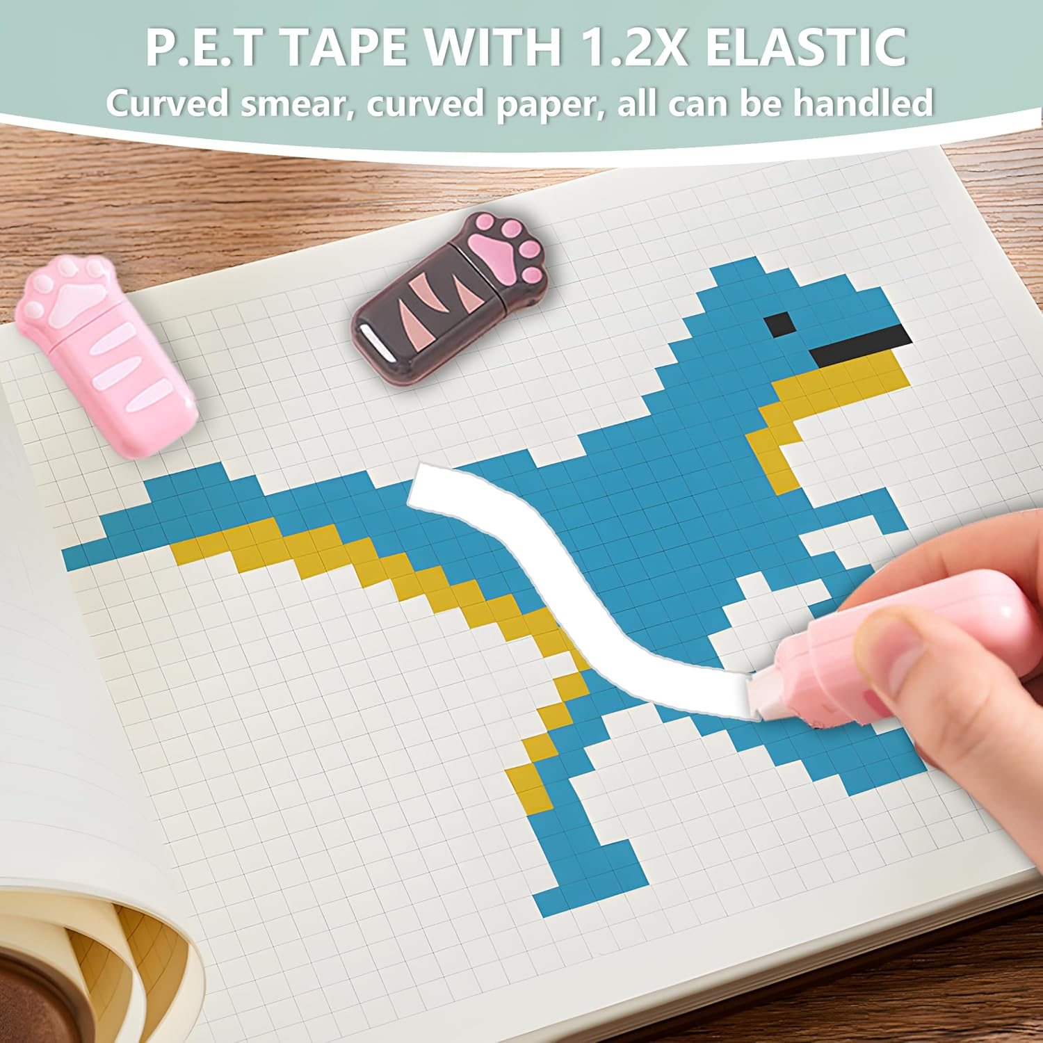 White Corrcetion Tape,6 Pack Mini Japan Corrcetion Tape Pen,With Easy to Use Kawaii Cat Paw Applicator,Cute Stationery Set Kawaii Birthday Gifts Set for Back to School Supplies image number 4