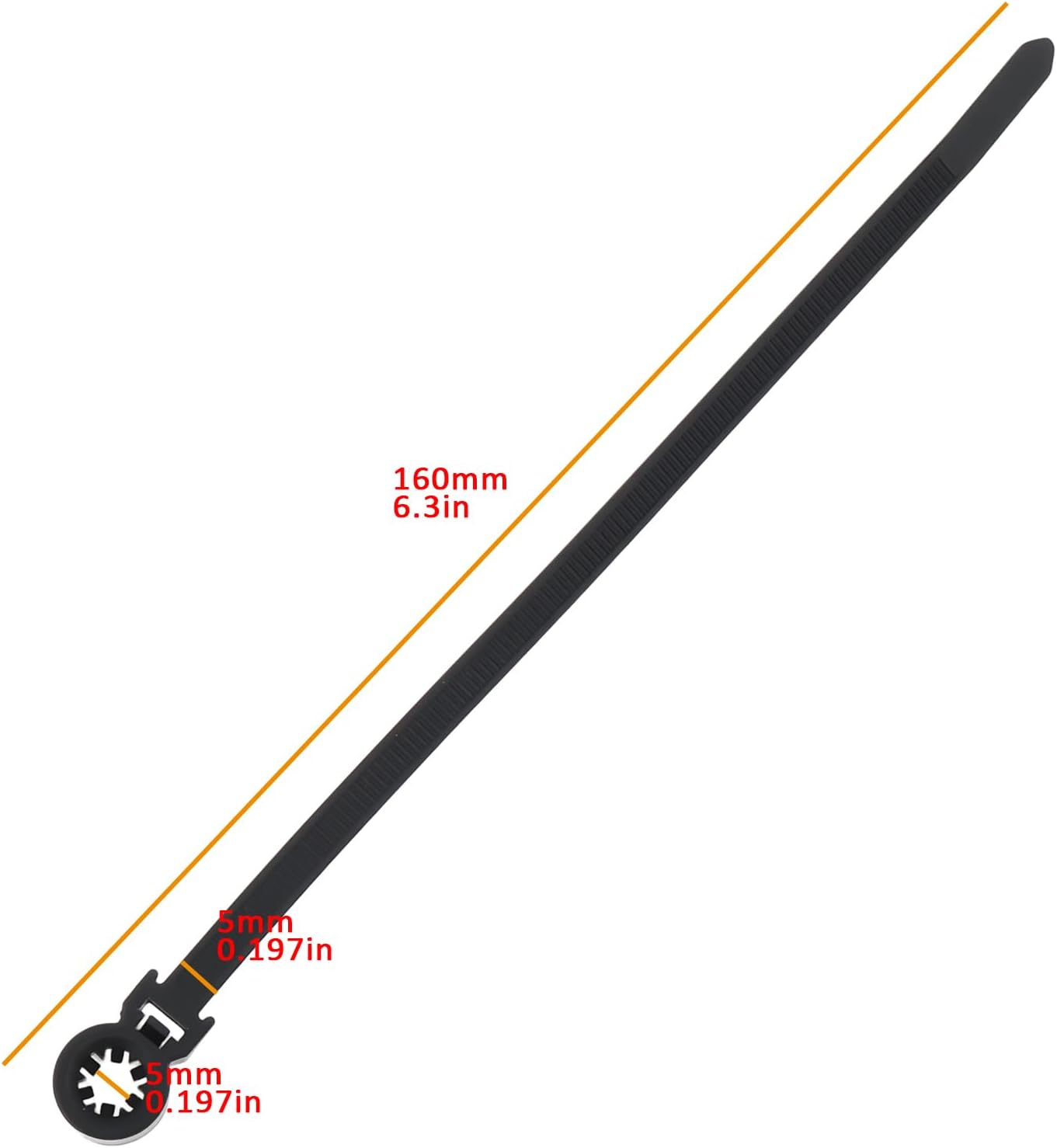 LT Easiyl 20Pcs 5X160Mm Motorcycle Wire Zip Cable Ties 5Mm Hole Motorcycles Scooters image number 3